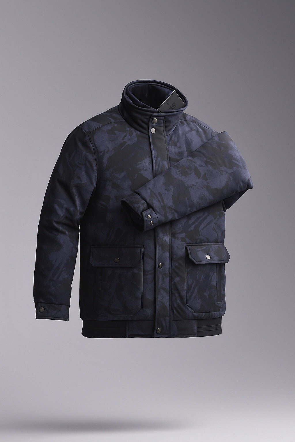 back navy camouflage jacket