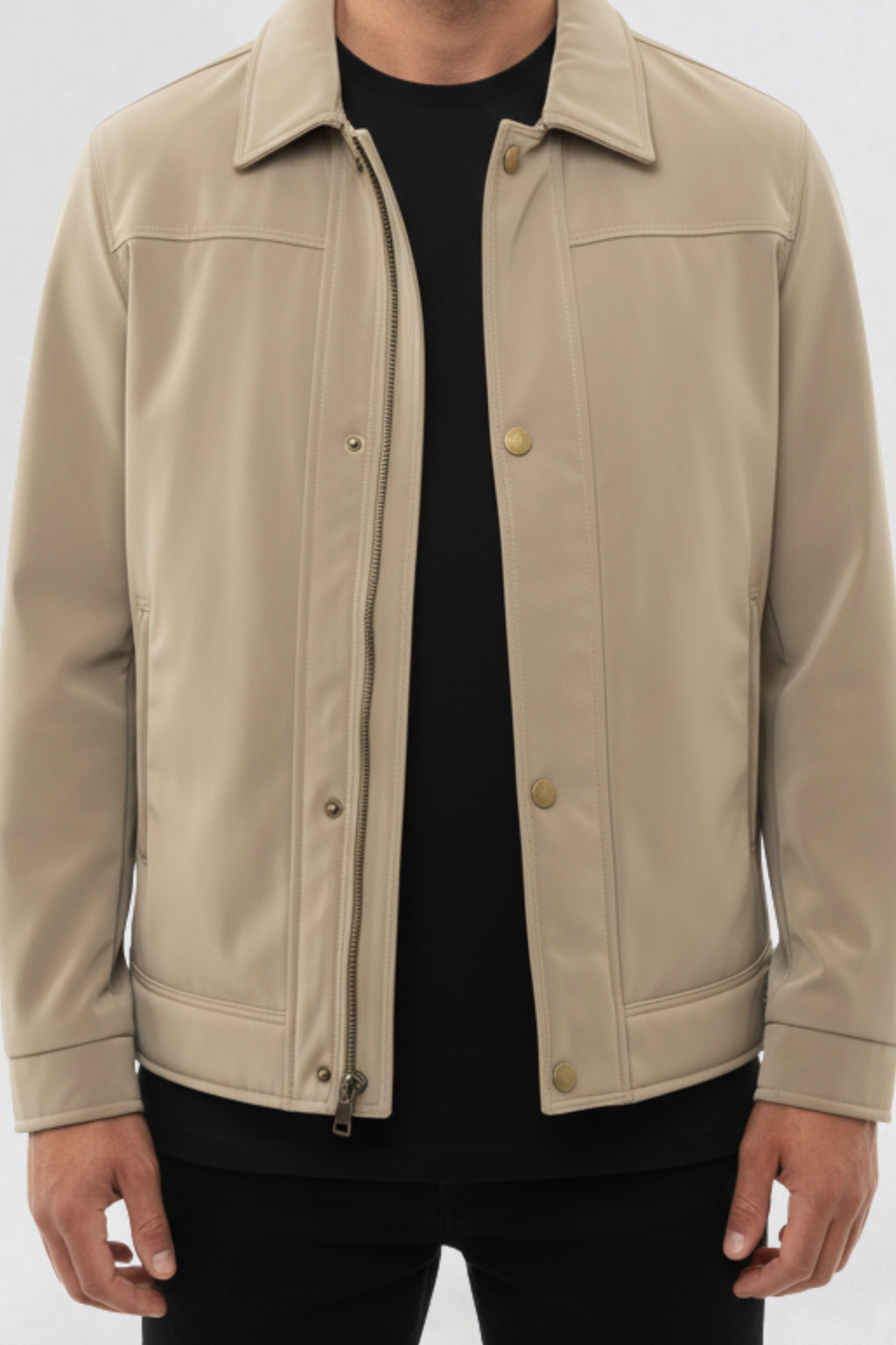 PU LEATHER JACKET BEIGE