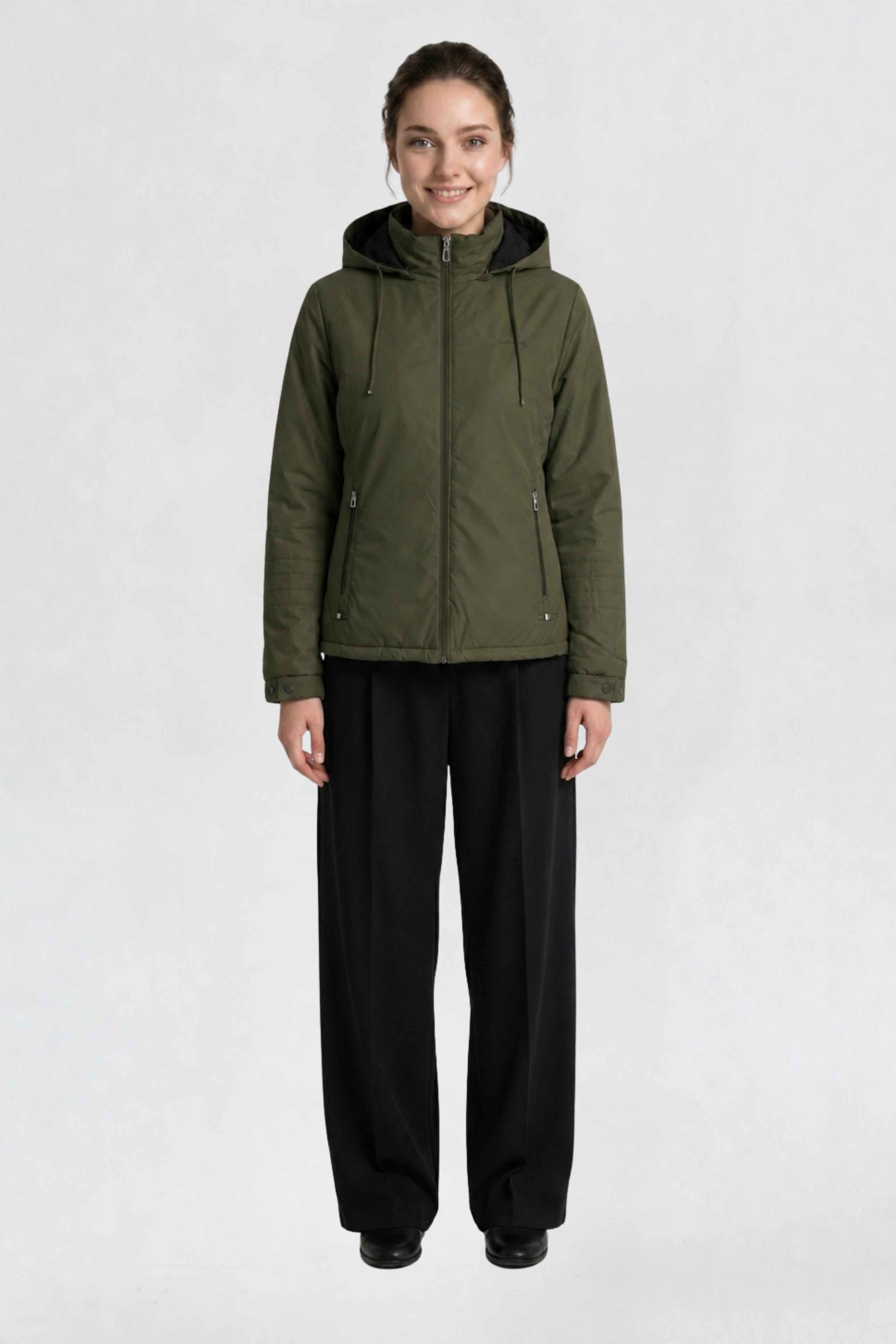 WOMENS PU REVERSIBLE JACKET | OLIVE GREEN