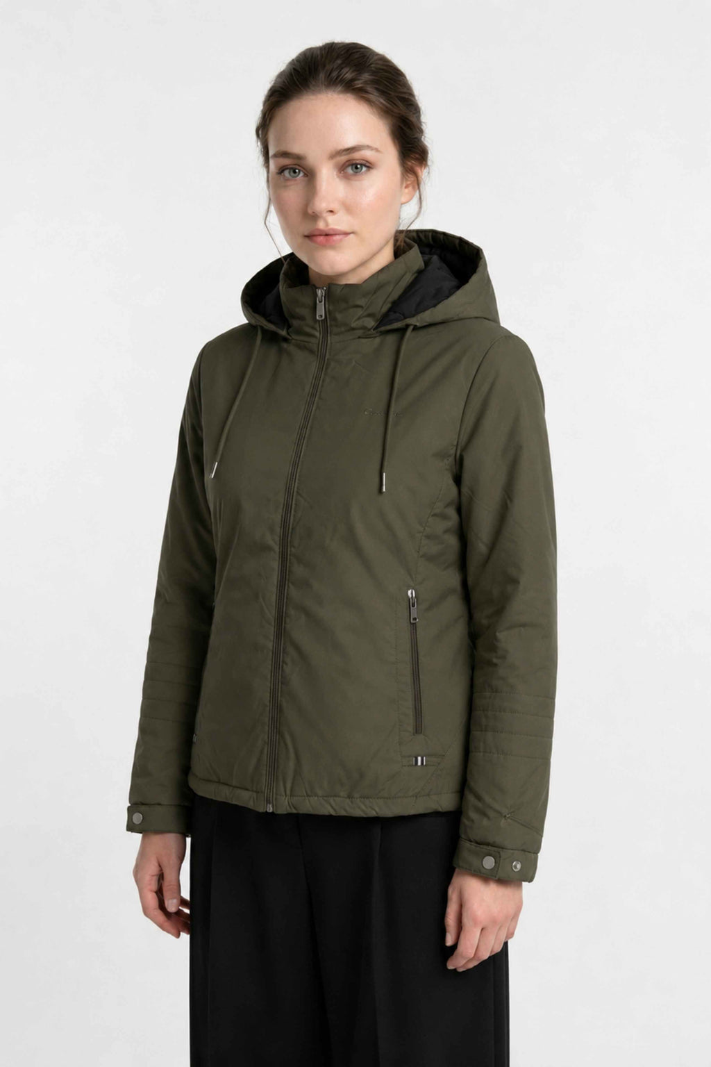 WOMENS PU REVERSIBLE JACKET | OLIVE GREEN
