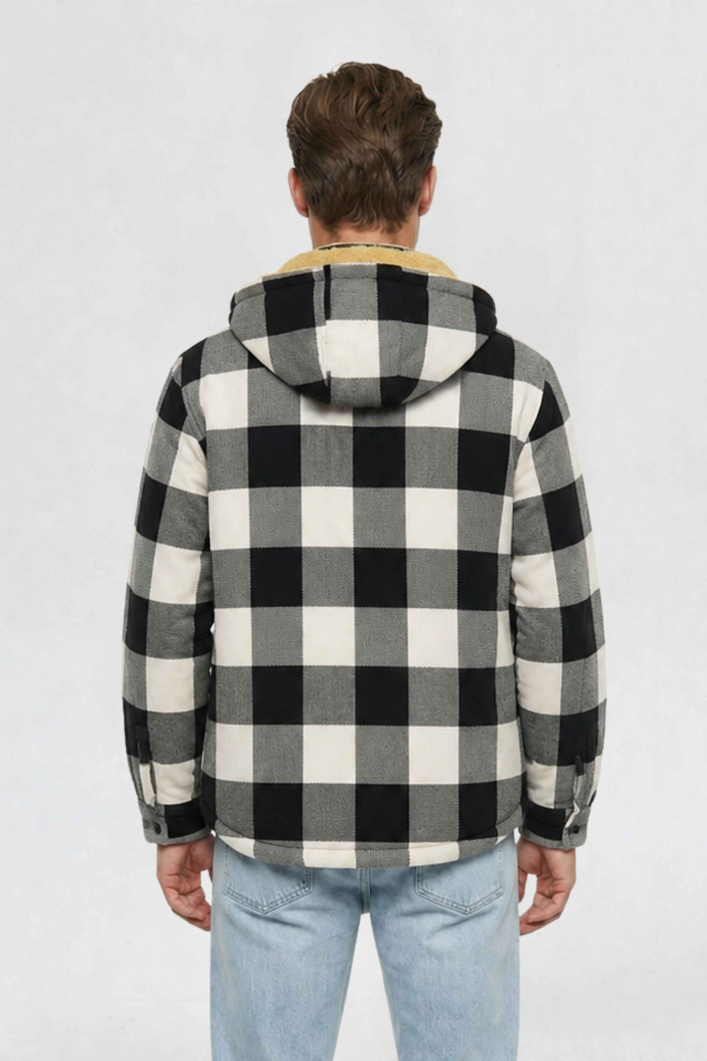 MENS COTTON FLANNEL SHACKET | WHITE PLAID