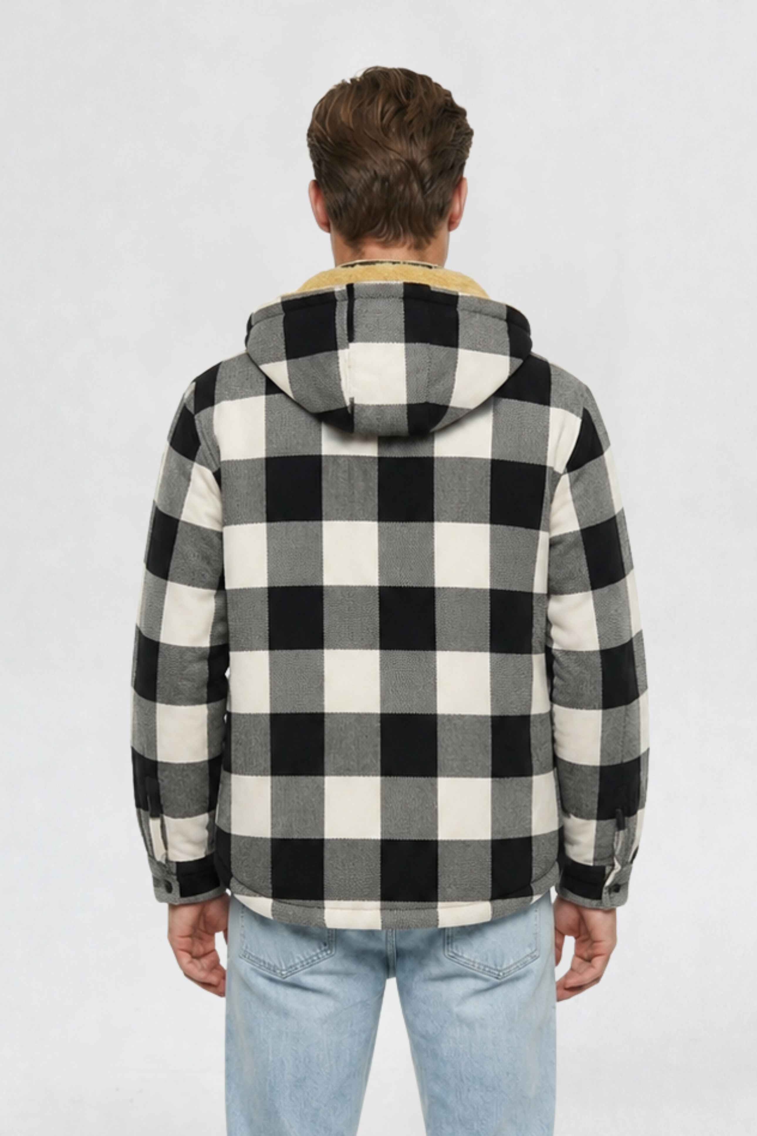 MENS COTTON FLANNEL SHACKET | WHITE PLAID