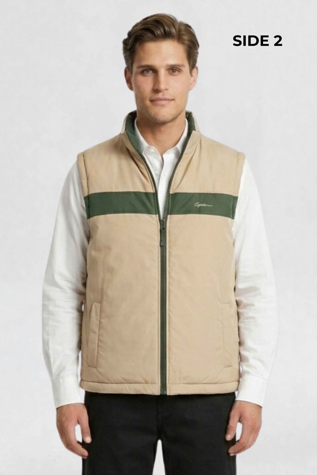 MENS REVERISBLE VEST JACKET - GREEN