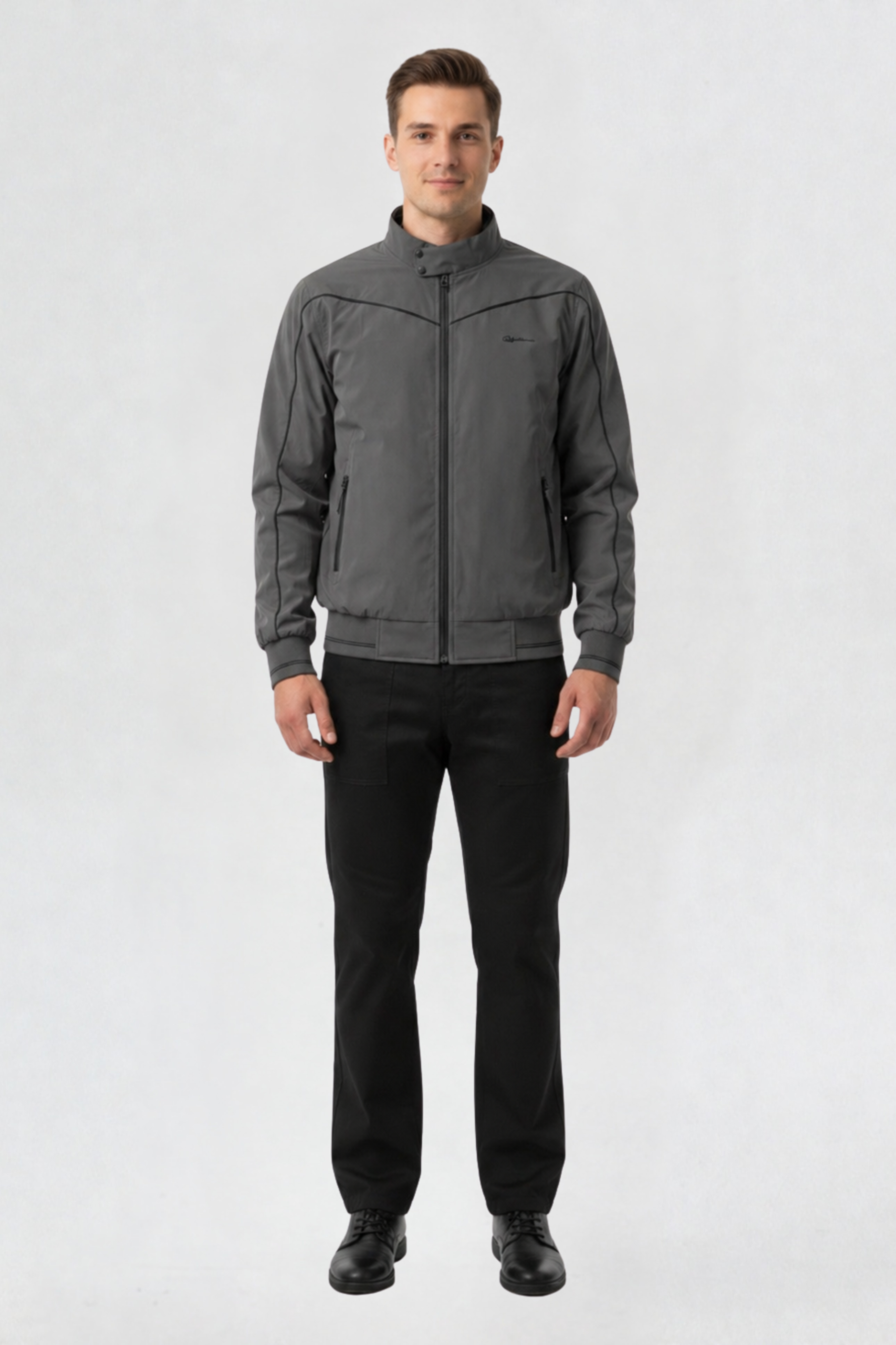 MENS REVERSIBLE WINDBREAKER JACKET | GREY-BLACK