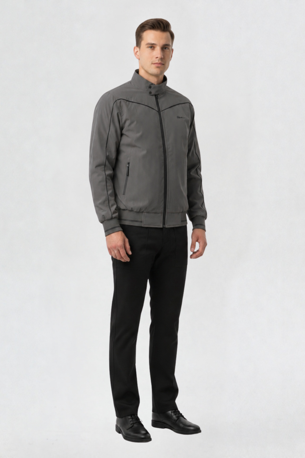 MENS REVERSIBLE WINDBREAKER JACKET | GREY-BLACK