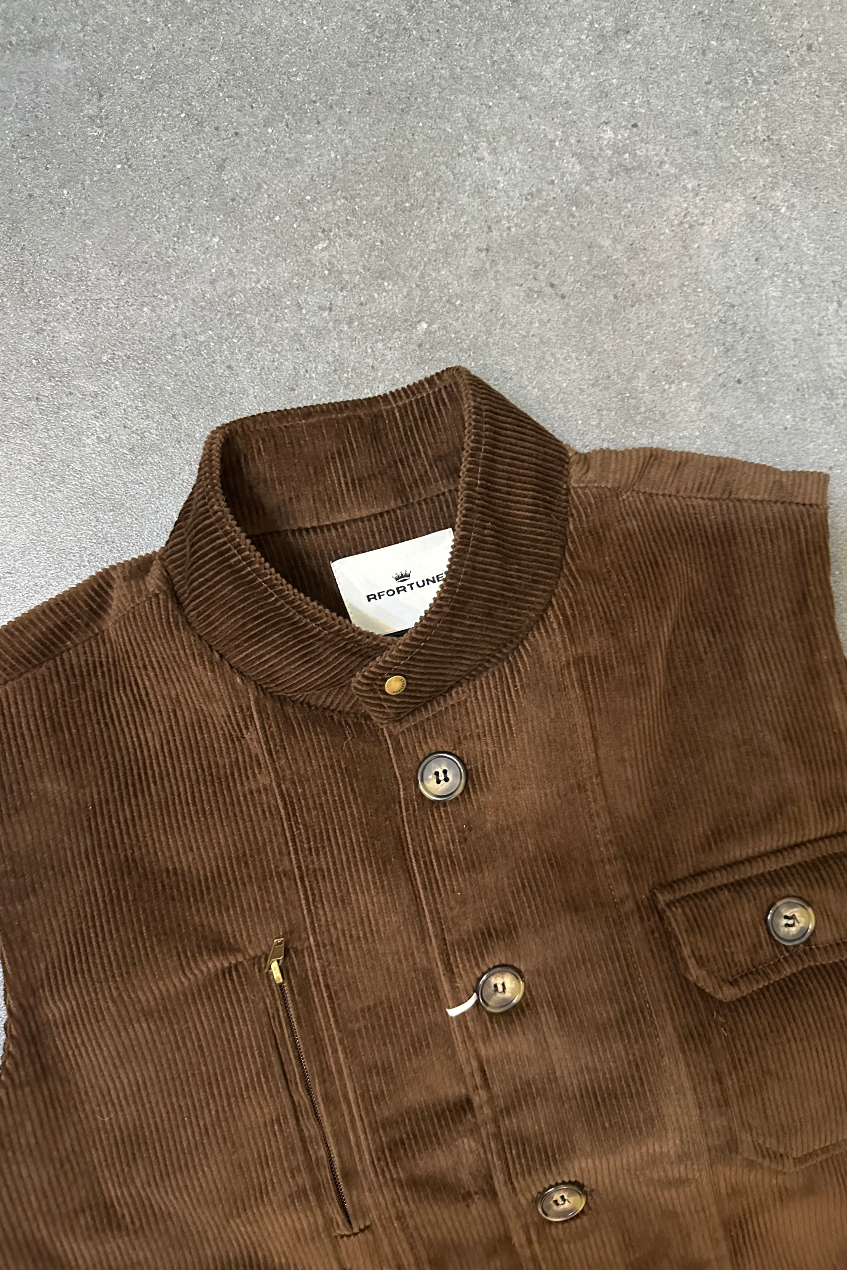 CORDUROY VEST JACKET COFFEE