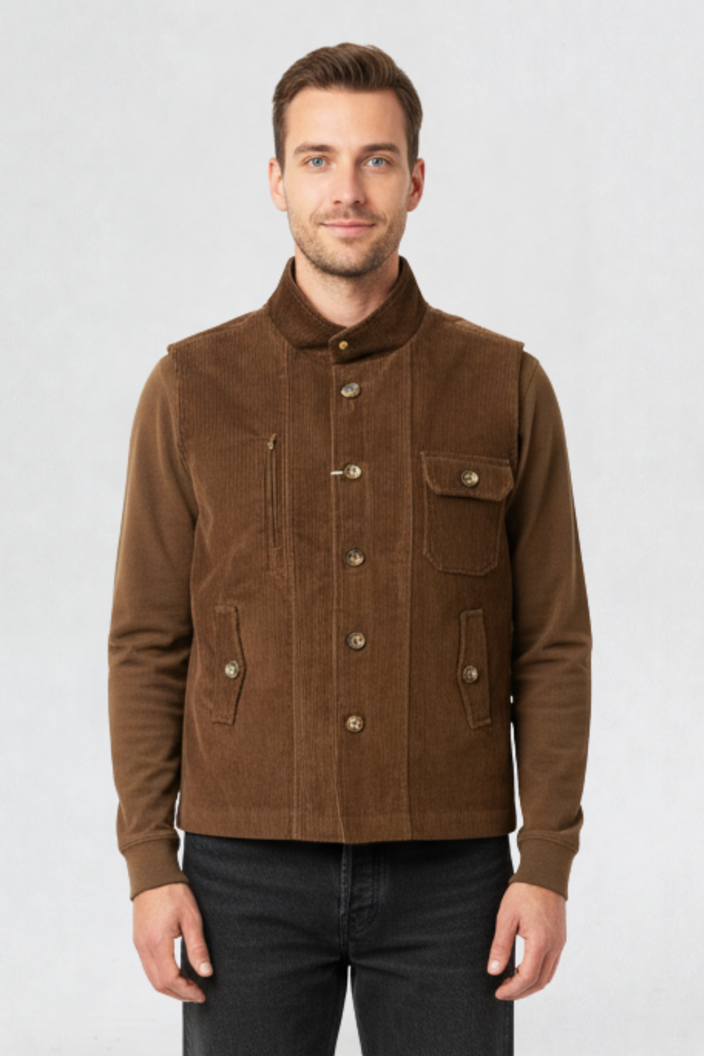 CORDUROY VEST JACKET COFFEE