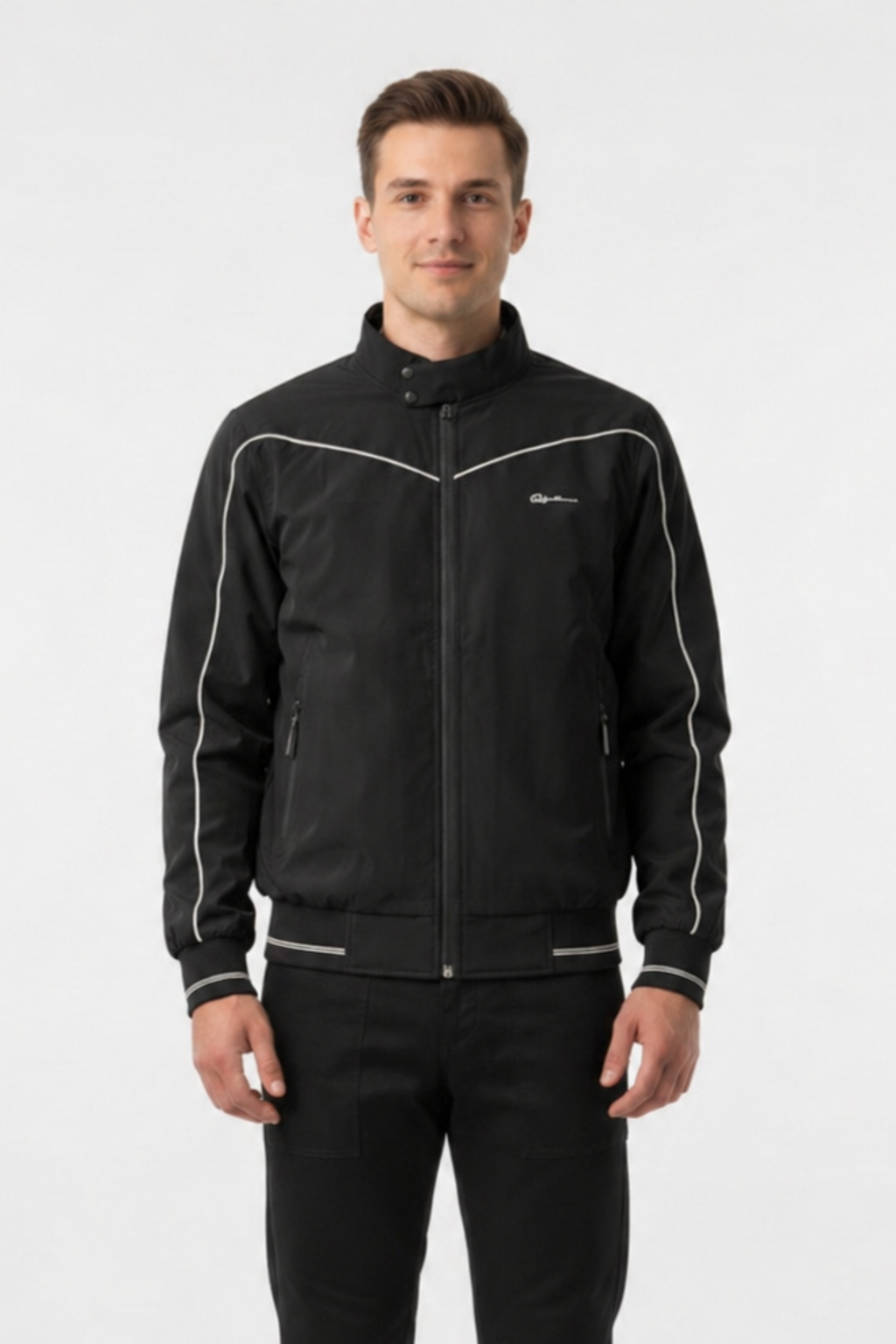 MENS REVERSIBLE WINDBREAKER JACKET | BLACK-BEIGE
