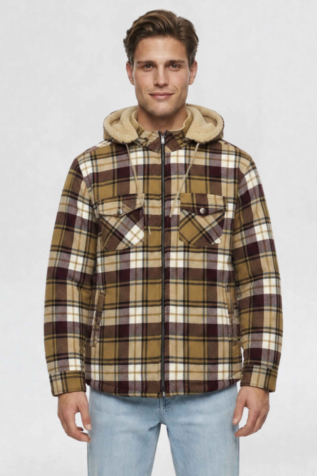 MENS COTTON FLANNEL SHACKET | GOLD PLAID