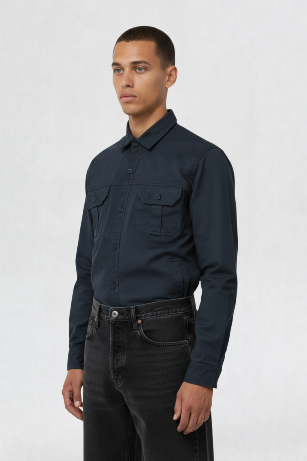 COTTON WINTER SHIRT FOR MEN | NAVY BLUE