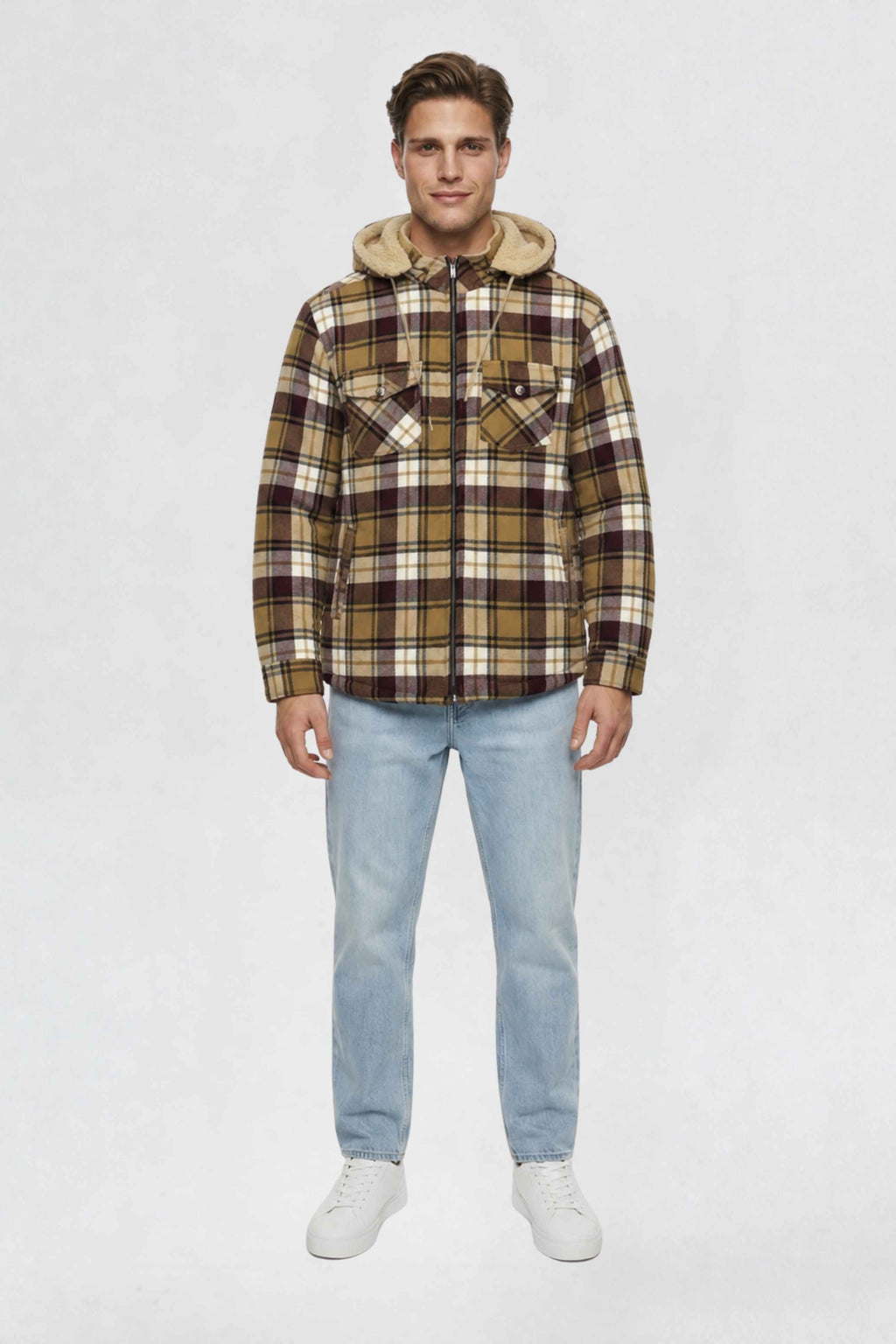 MENS COTTON FLANNEL SHACKET | GOLD PLAID