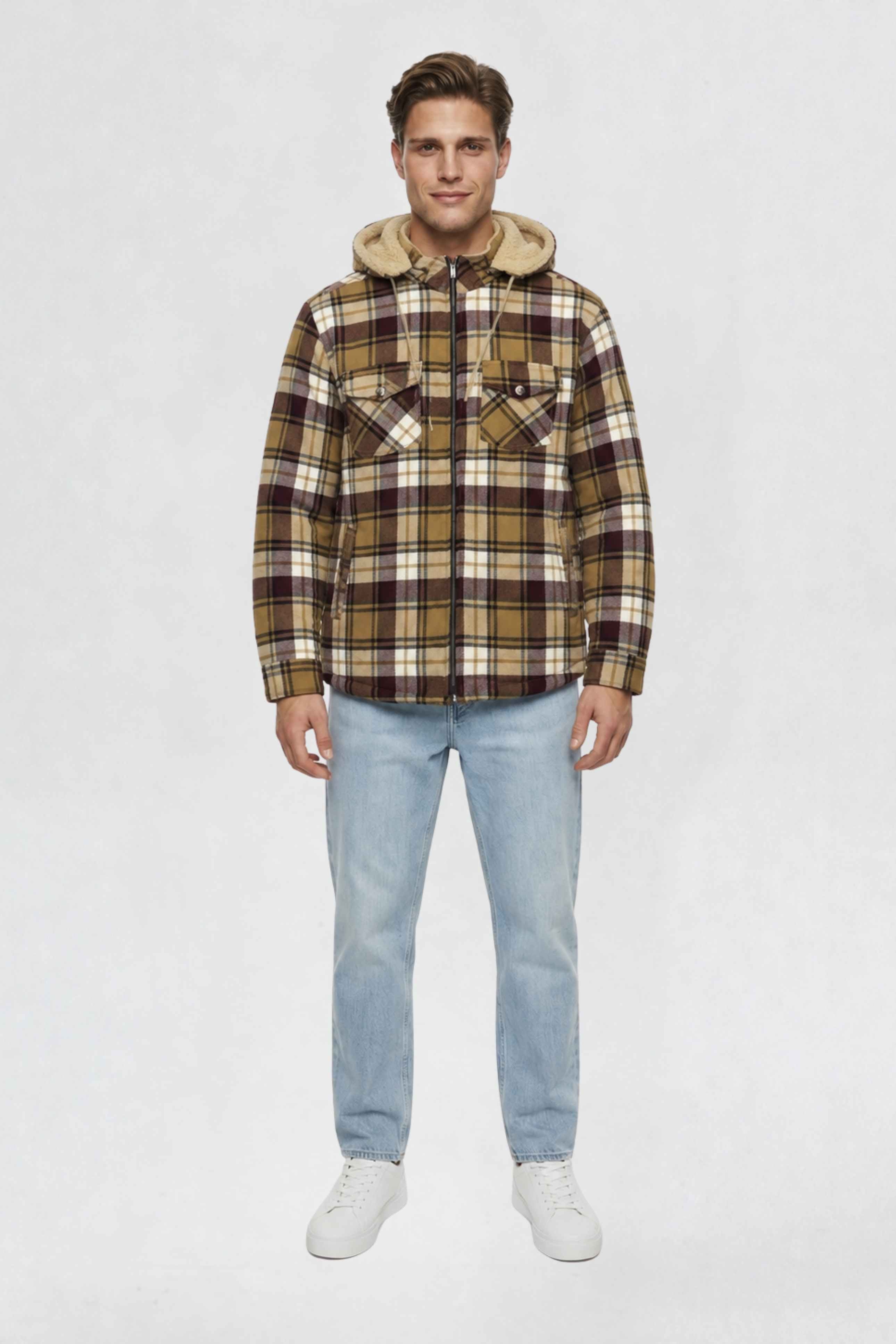 MENS COTTON FLANNEL SHACKET | GOLD PLAID