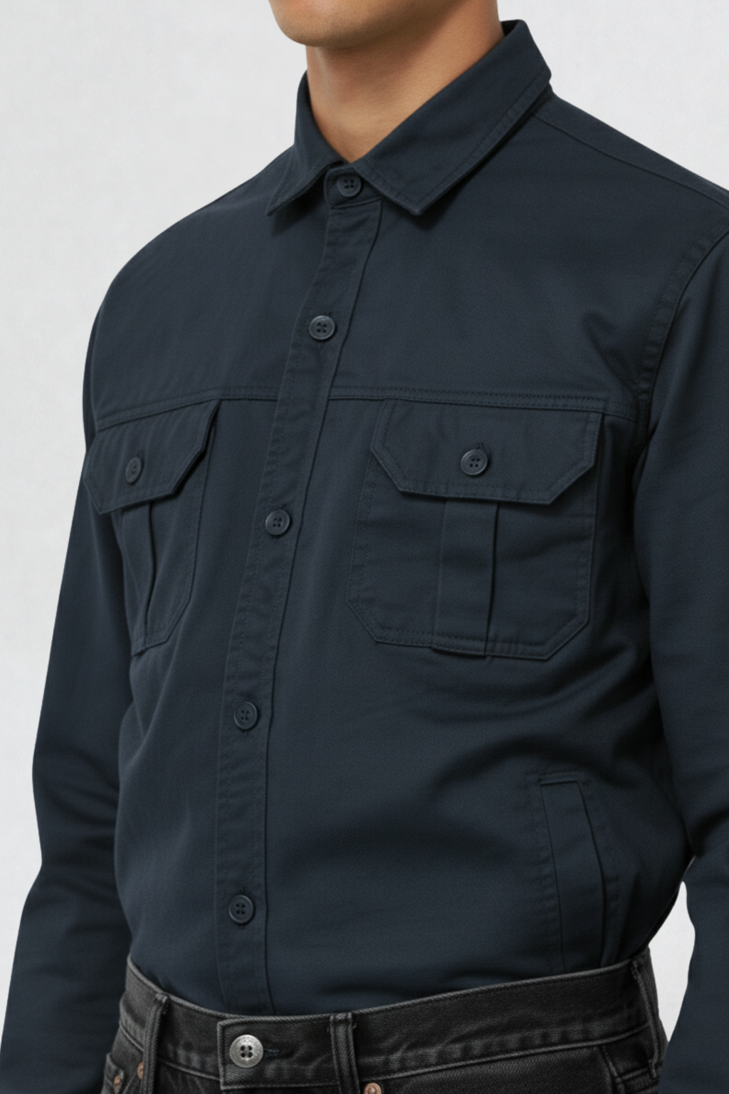 COTTON WINTER SHIRT FOR MEN | NAVY BLUE