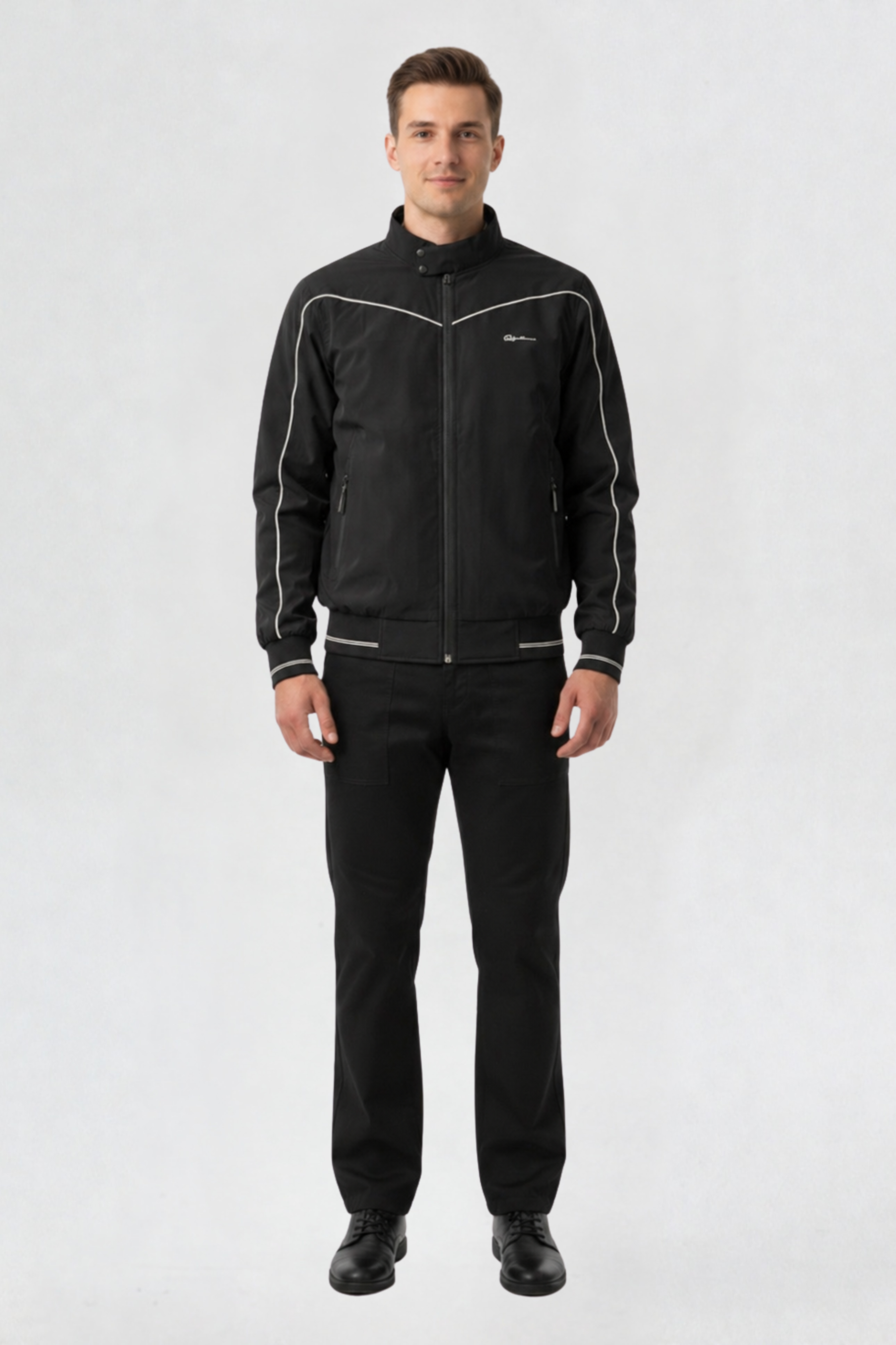 MENS REVERSIBLE WINDBREAKER JACKET | BLACK-BEIGE