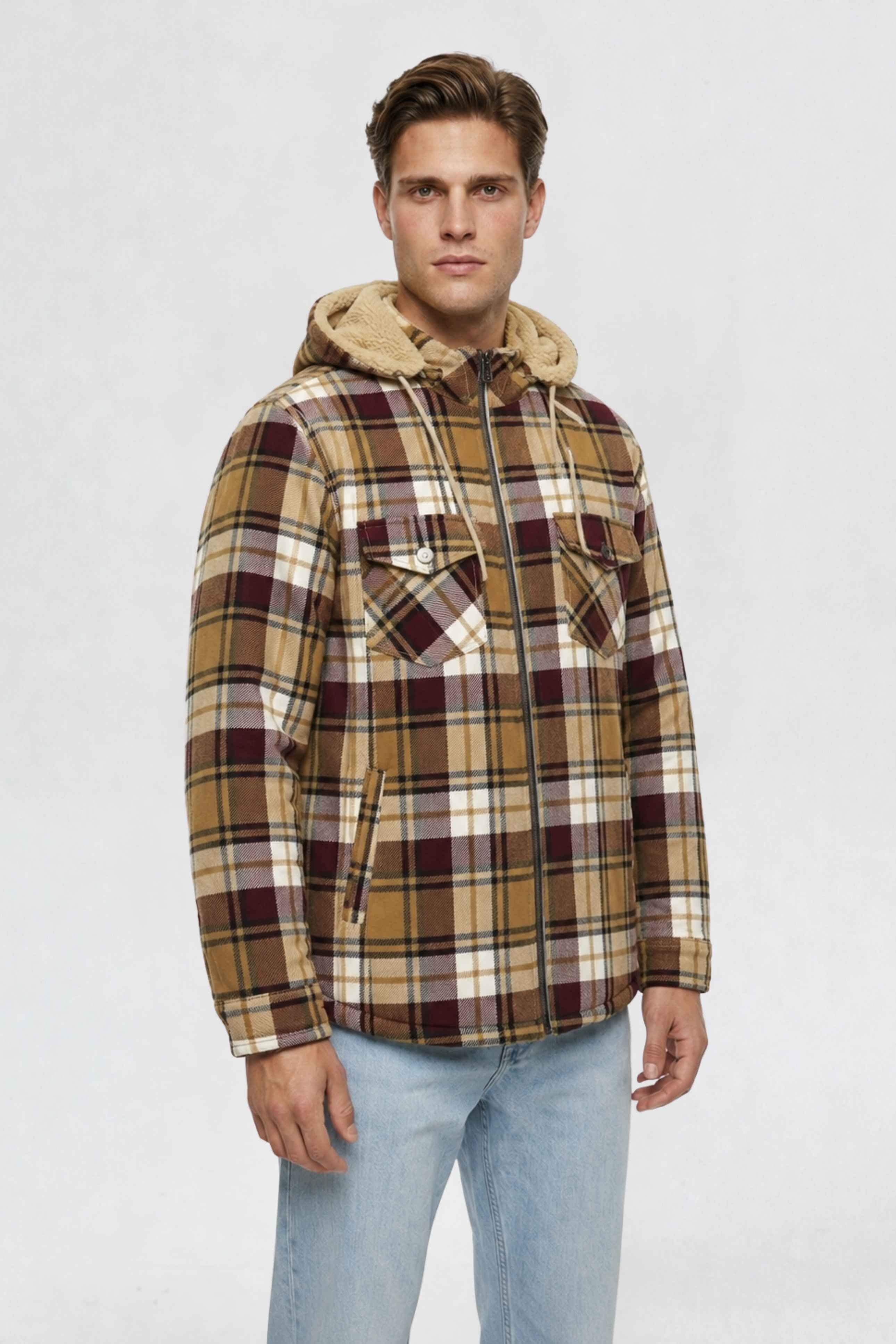 MENS COTTON FLANNEL SHACKET | GOLD PLAID