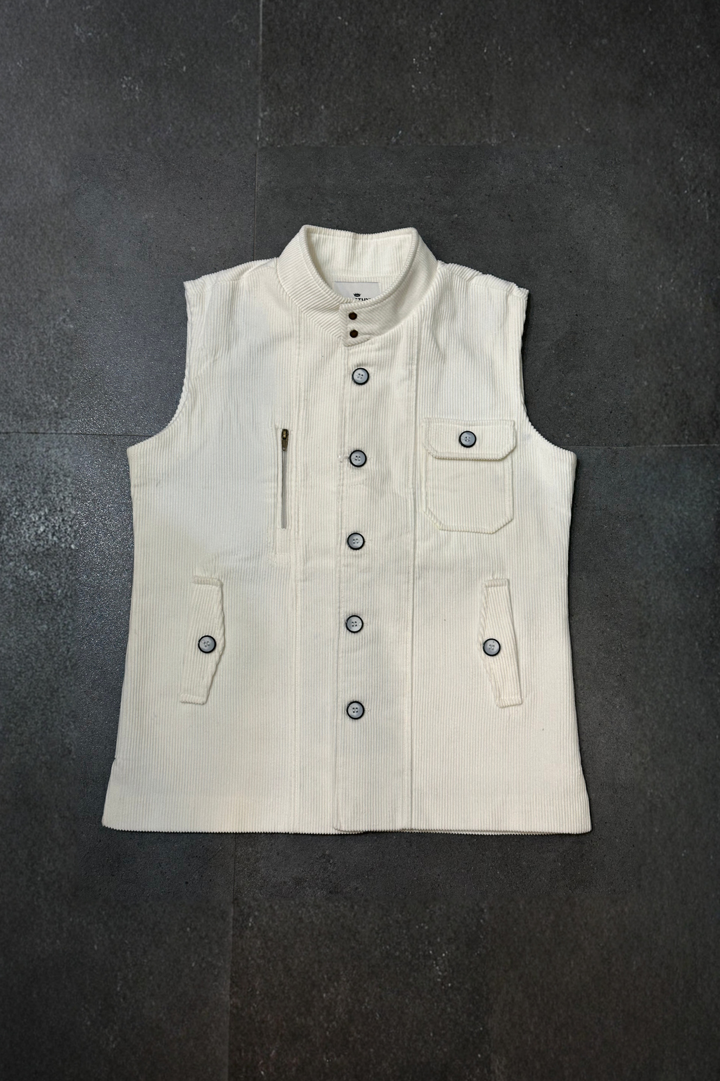 CORDUROY VEST JACKET WHITE