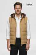 MENS REVERISBLE VEST JACKET - CAMEL BROWN