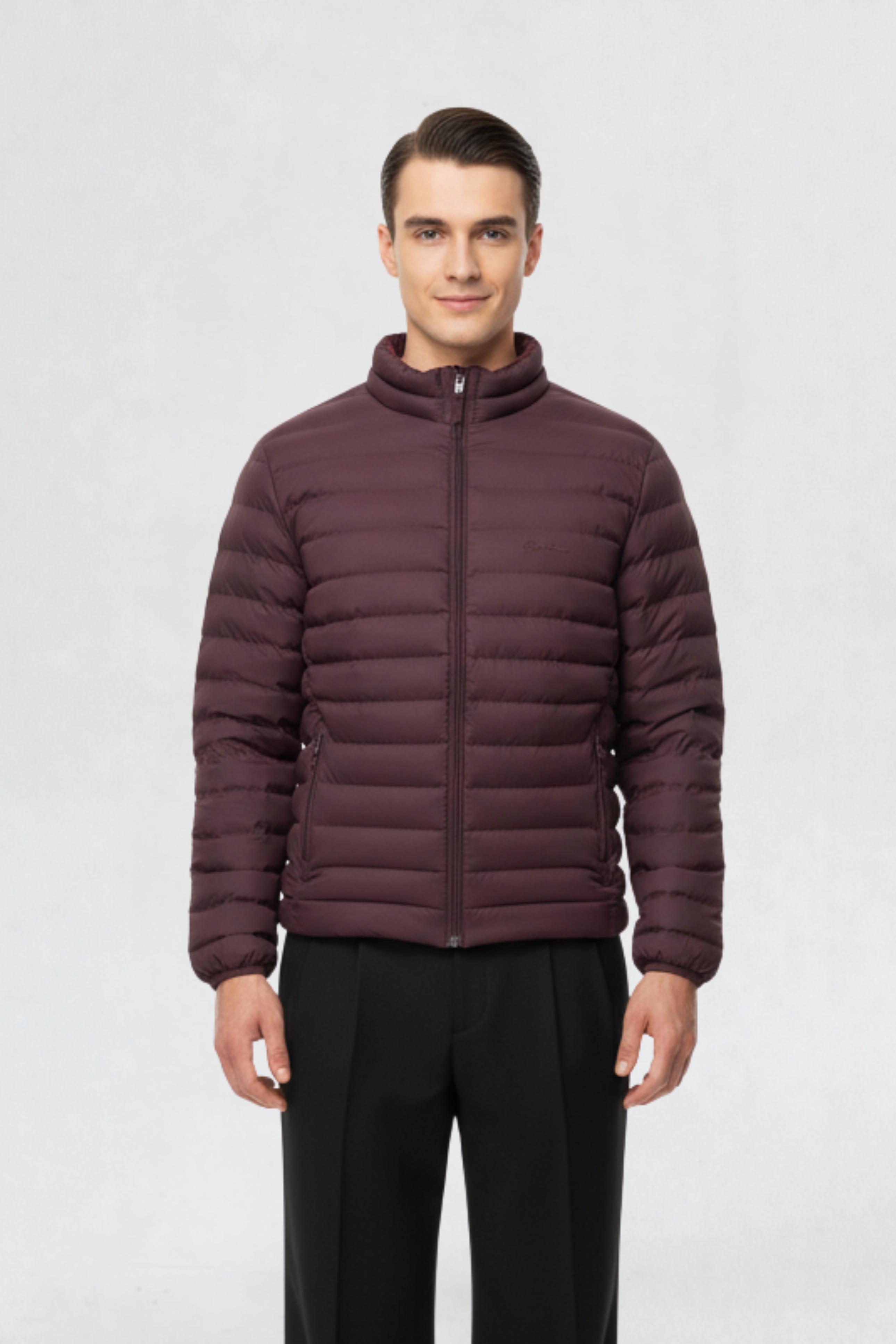 HEAVY MENS QUILTED PUFFER JACKET | WINE