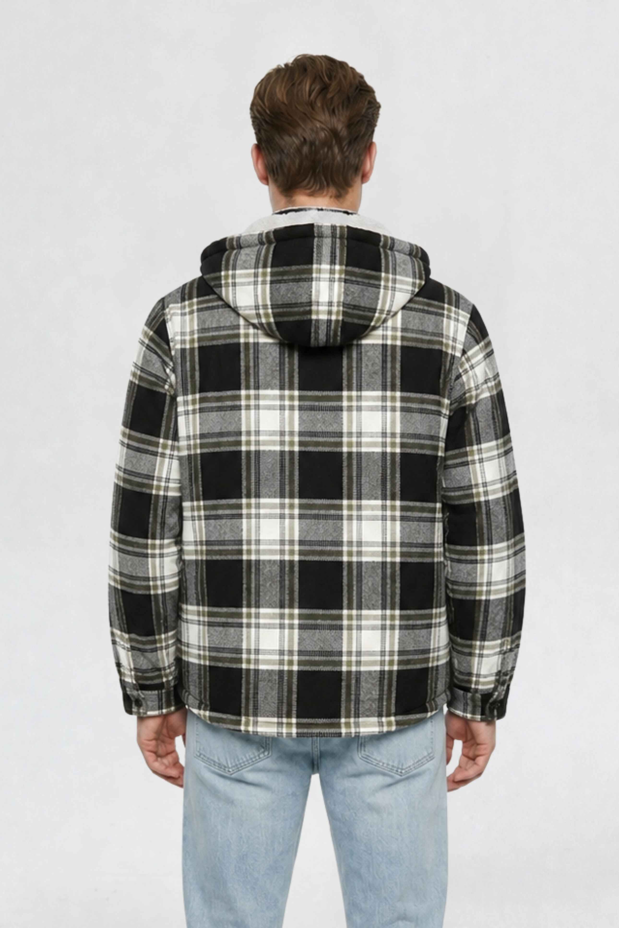 MENS COTTON FLANNEL SHACKET | GREY PLAID