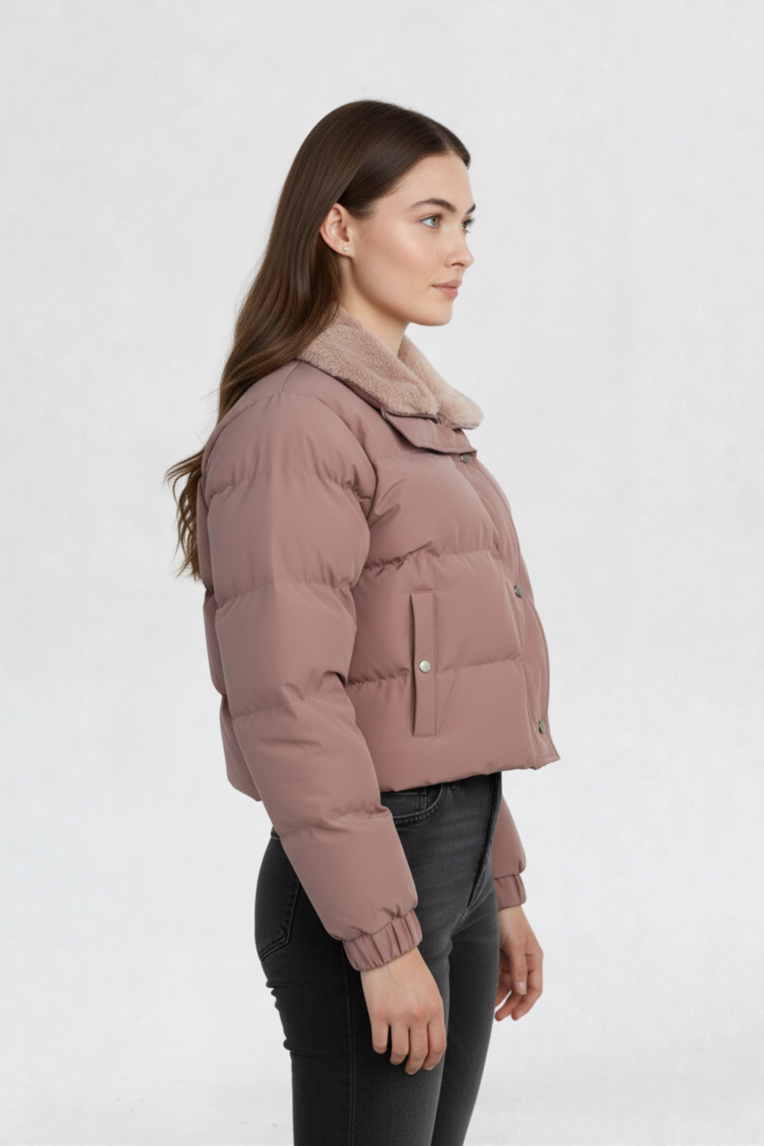 CROPPED PUFFER JACKET PEACH