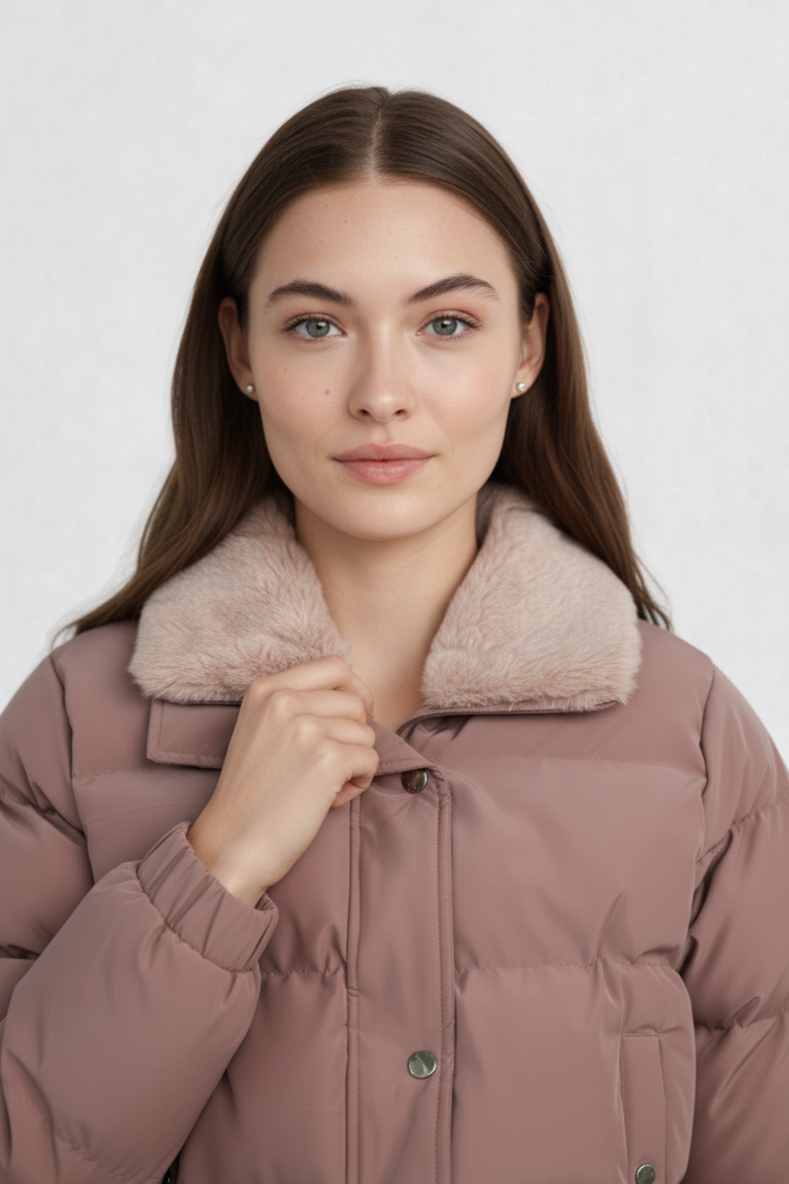 CROPPED PUFFER JACKET PEACH