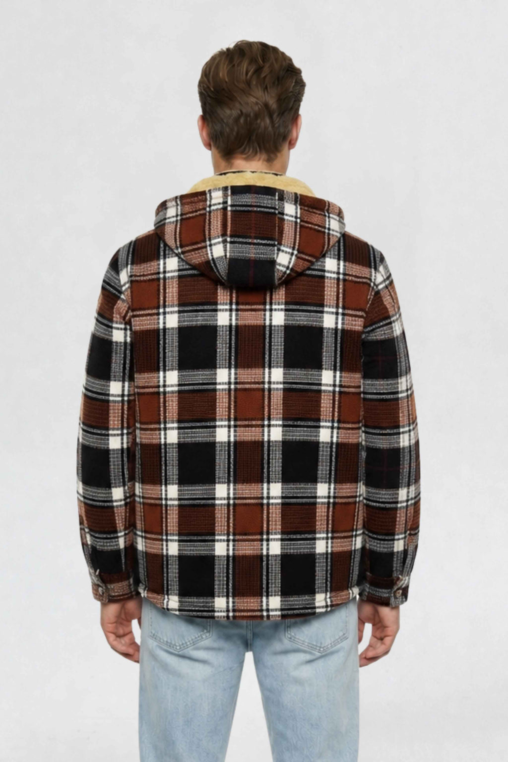 MENS COTTON FLANNEL SHACKET | RUST BROWN PLAID