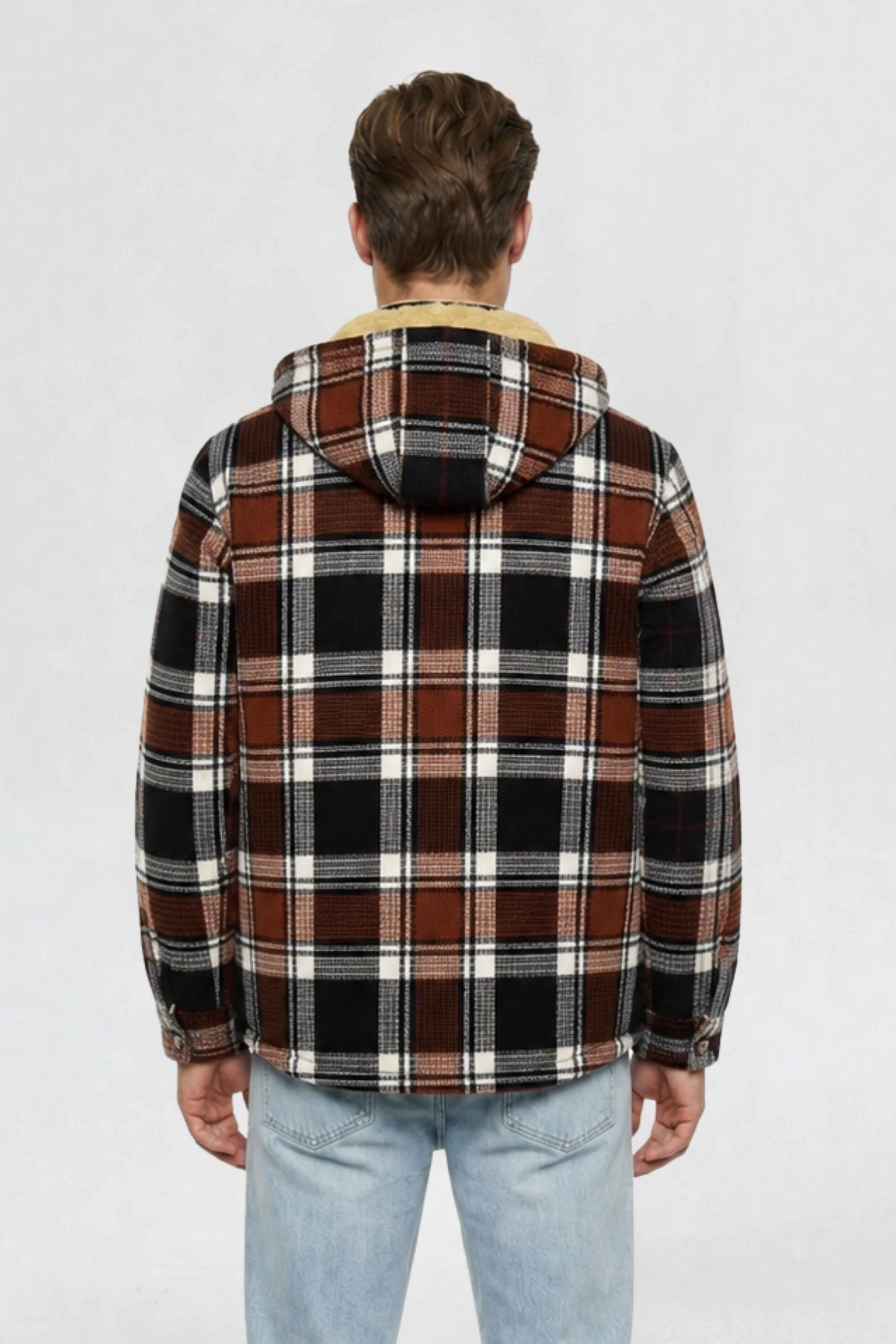 MENS COTTON FLANNEL SHACKET | RUST BROWN PLAID