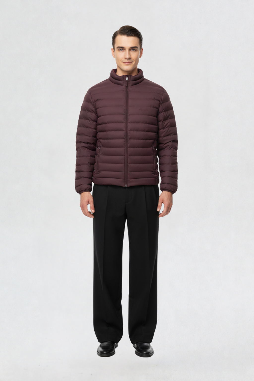 HEAVY MENS QUILTED PUFFER JACKET | WINE