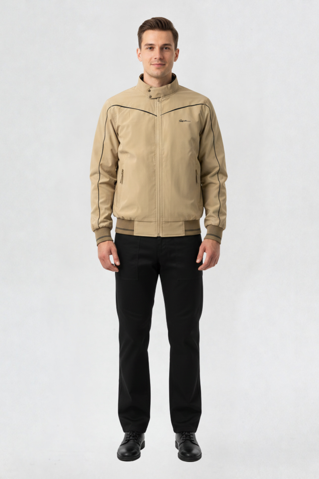MENS REVERSIBLE WINDBREAKER JACKET | BEIGE-BLACK