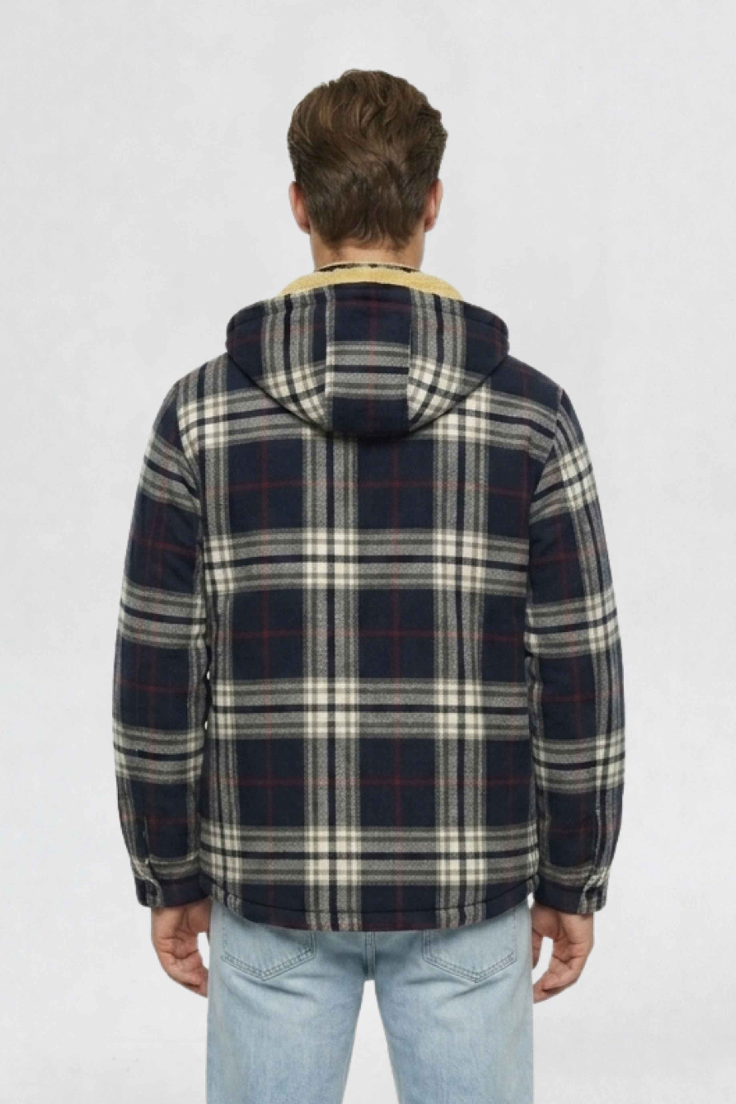MENS COTTON FLANNEL SHACKET | NAVY BLUE PLAID