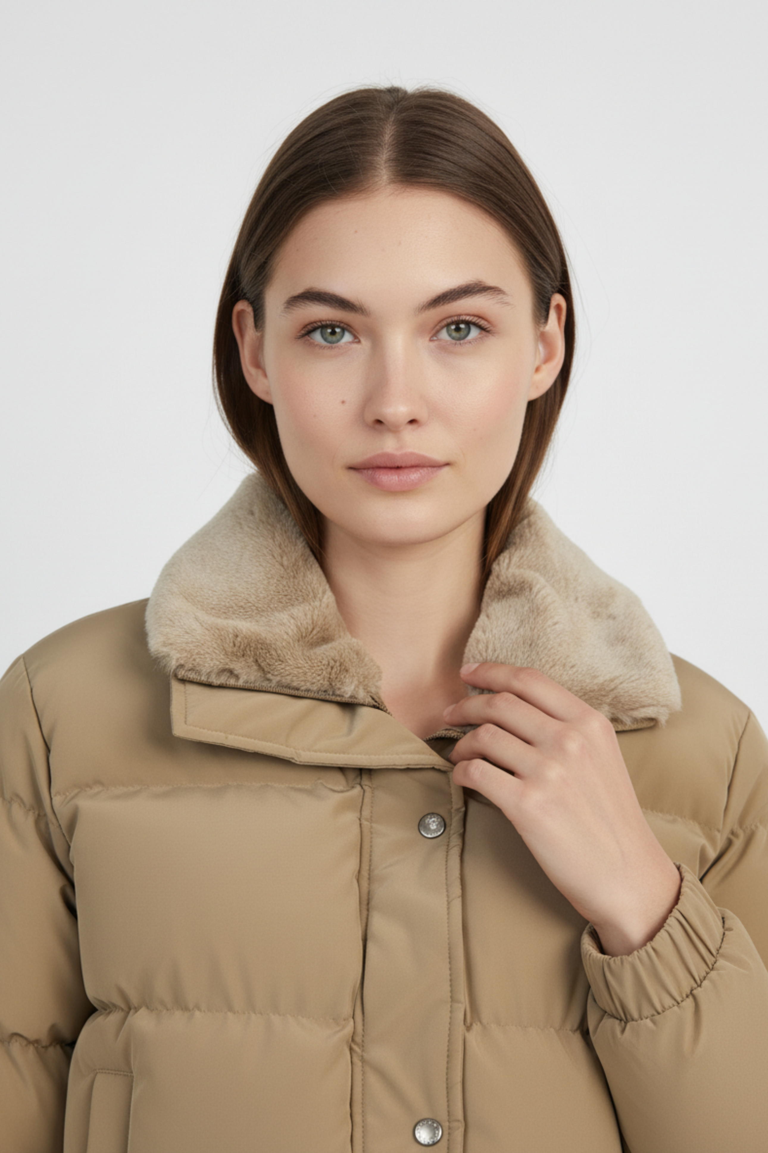 CROPPED PUFFER JACKET BEIGE