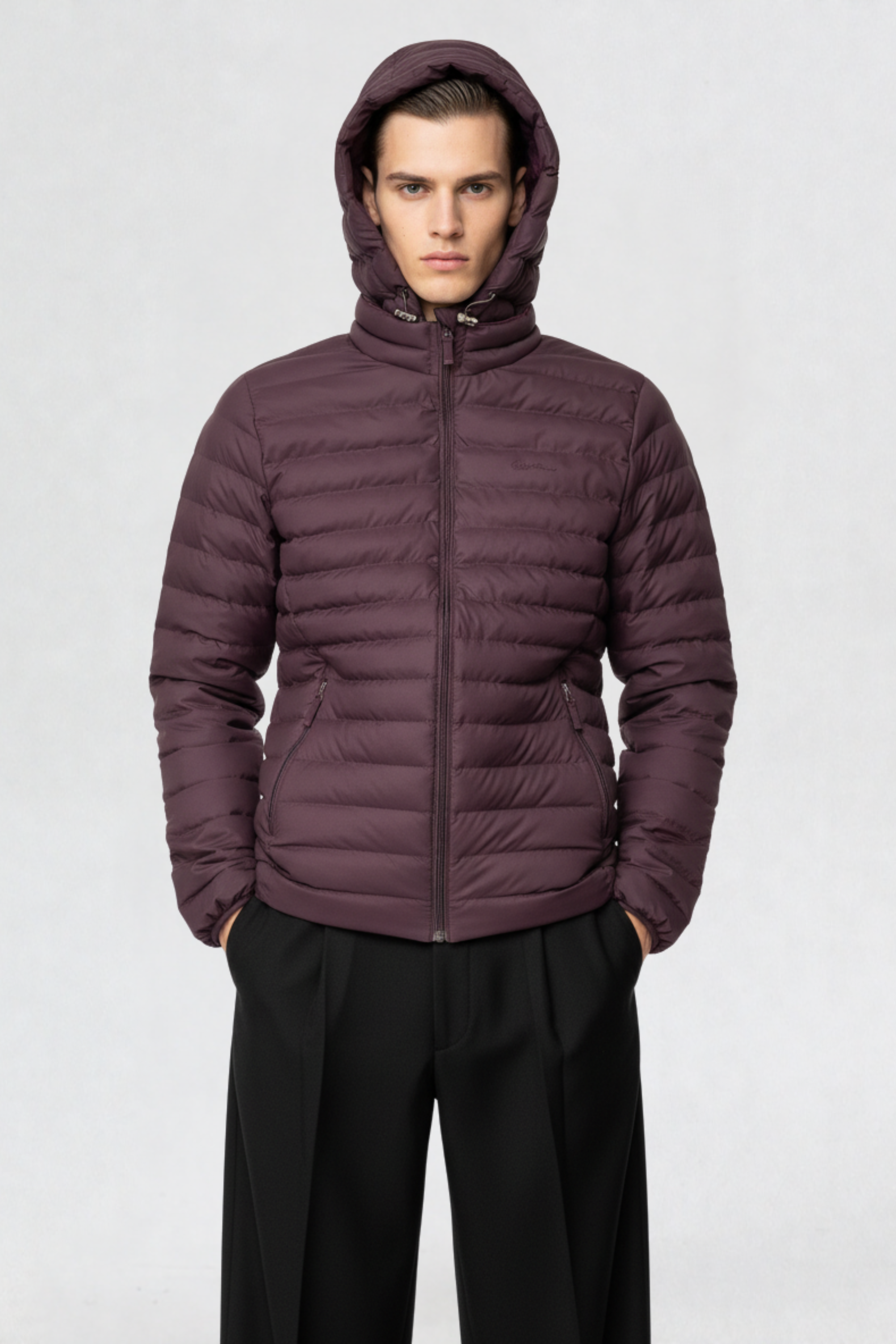 HEAVY MENS QUILTED PUFFER JACKET | WINE