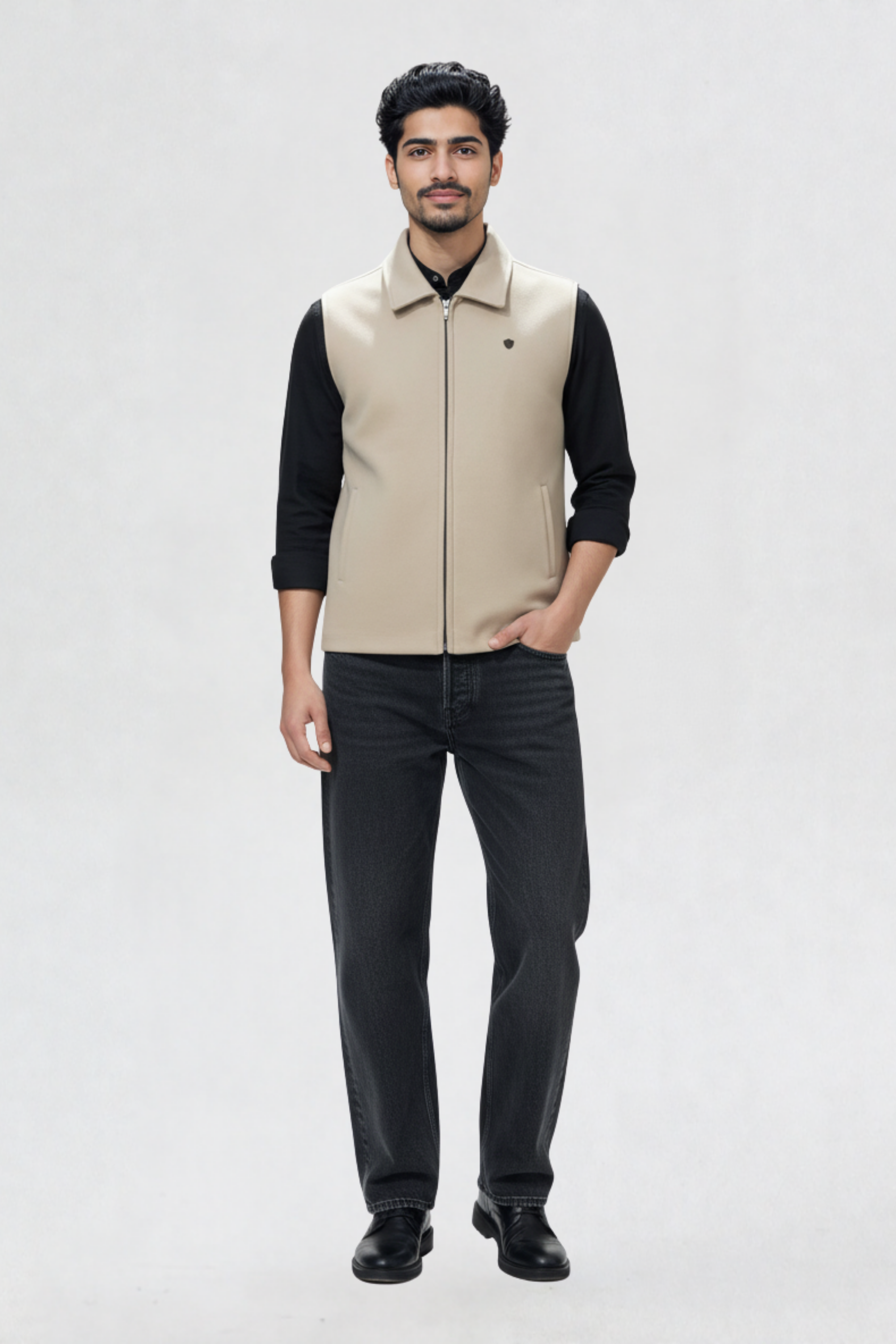 TWEED VEST JACKET OFF-WHITE