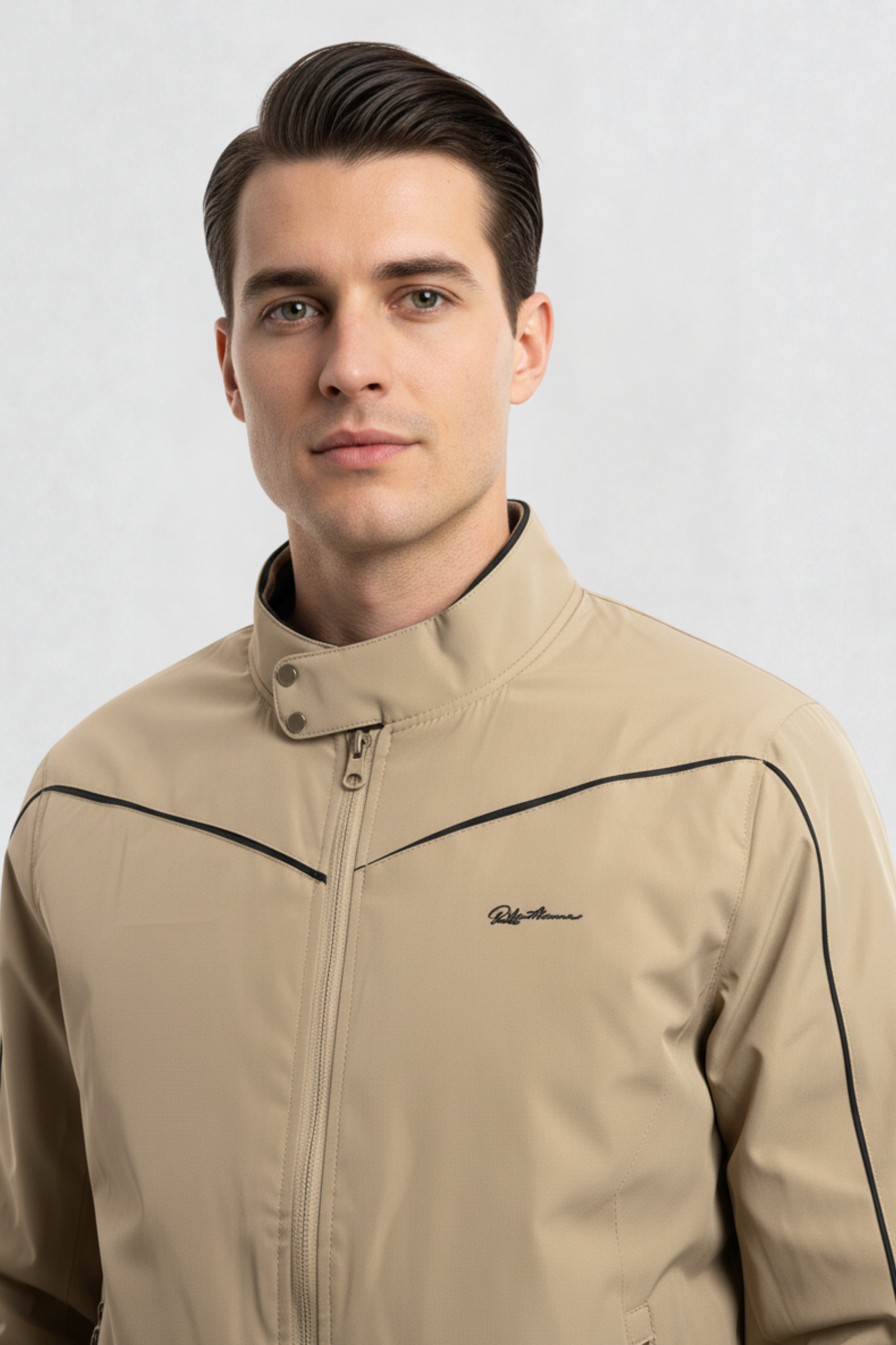 MENS REVERSIBLE WINDBREAKER JACKET | BEIGE-BLACK