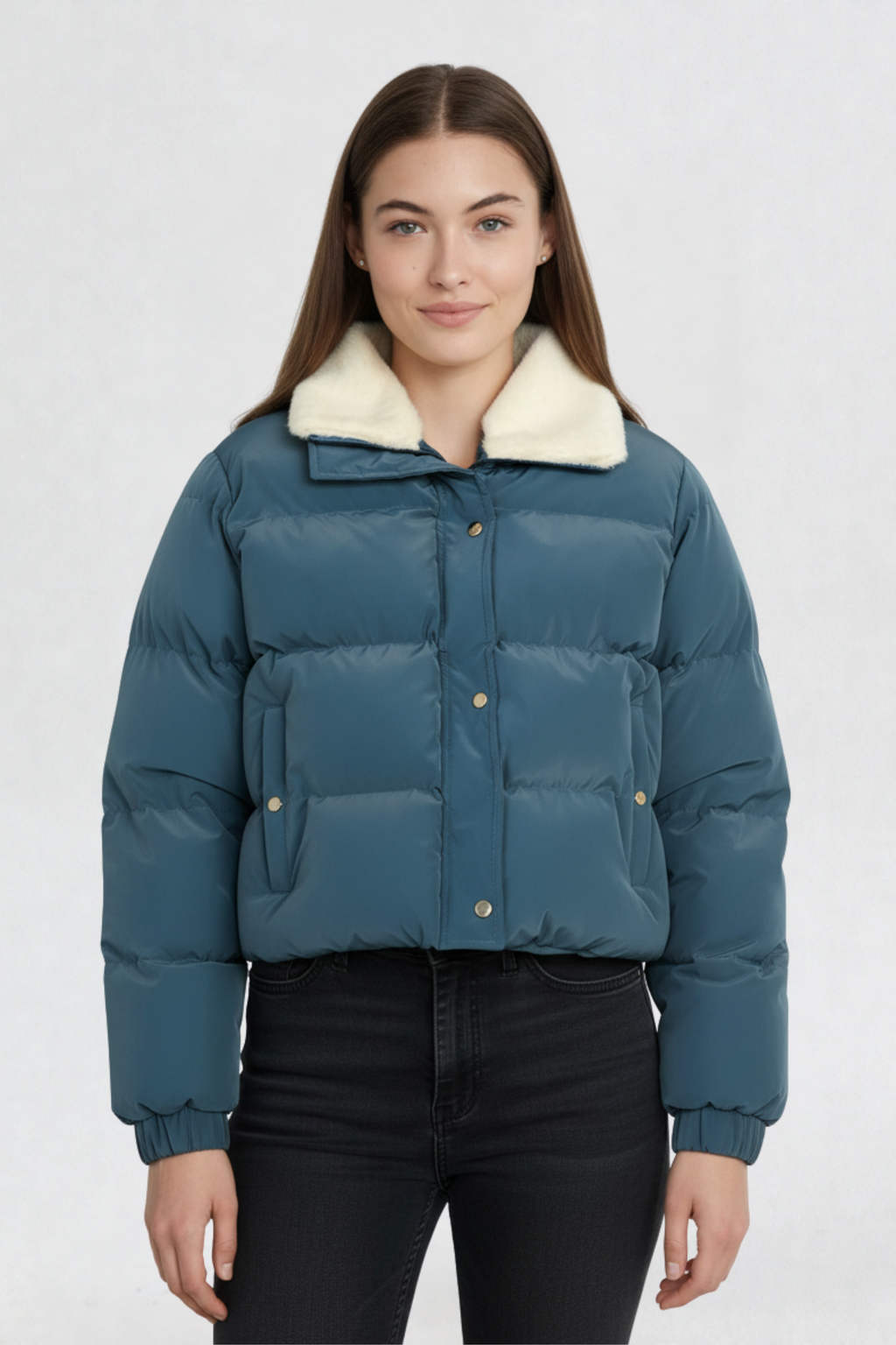 CROPPED PUFFER JACKET BLUE