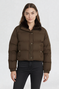 CROPPED PUFFER JACKET COFFEE BROWN