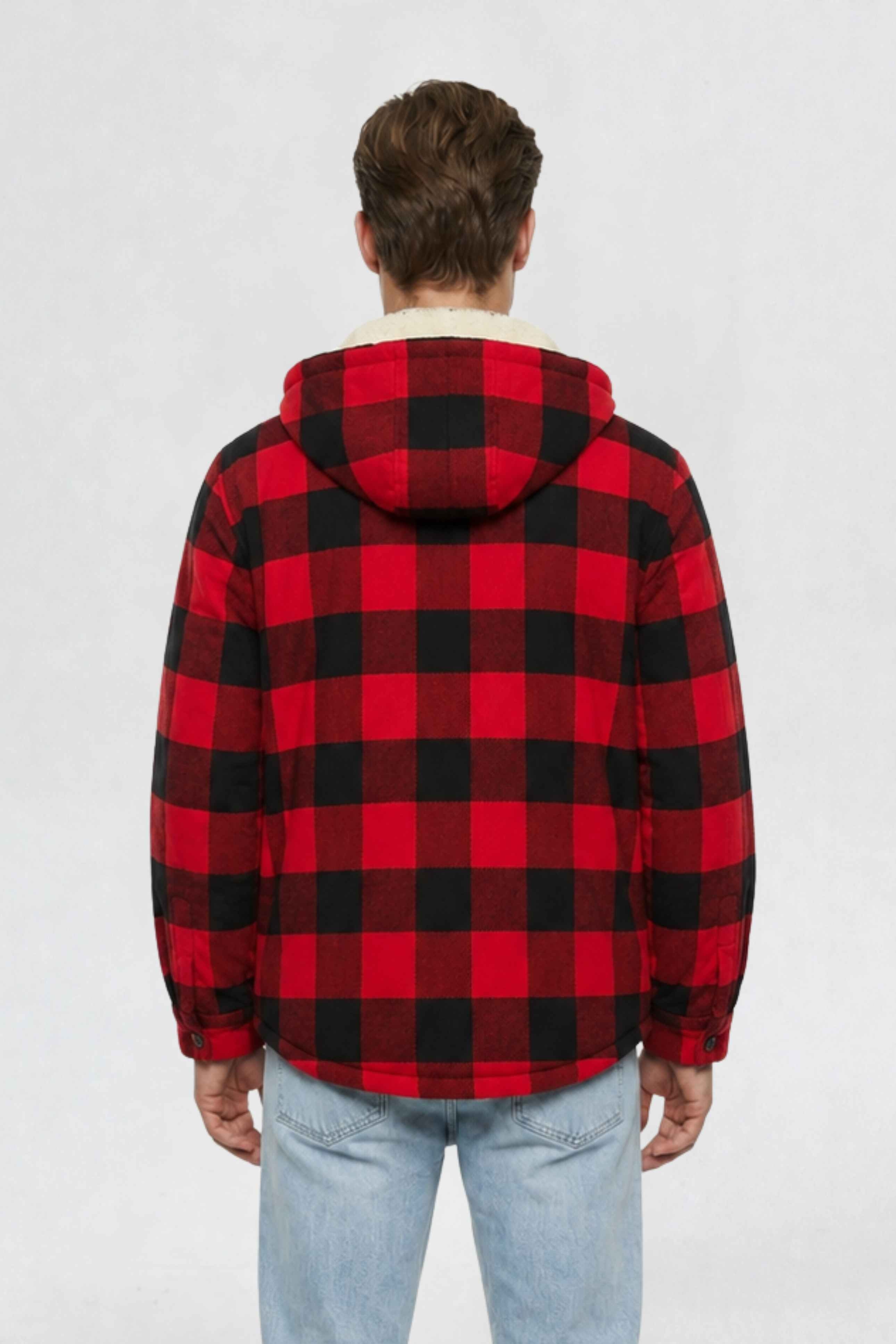 MENS COTTON FLANNEL SHACKET | RED PLAID