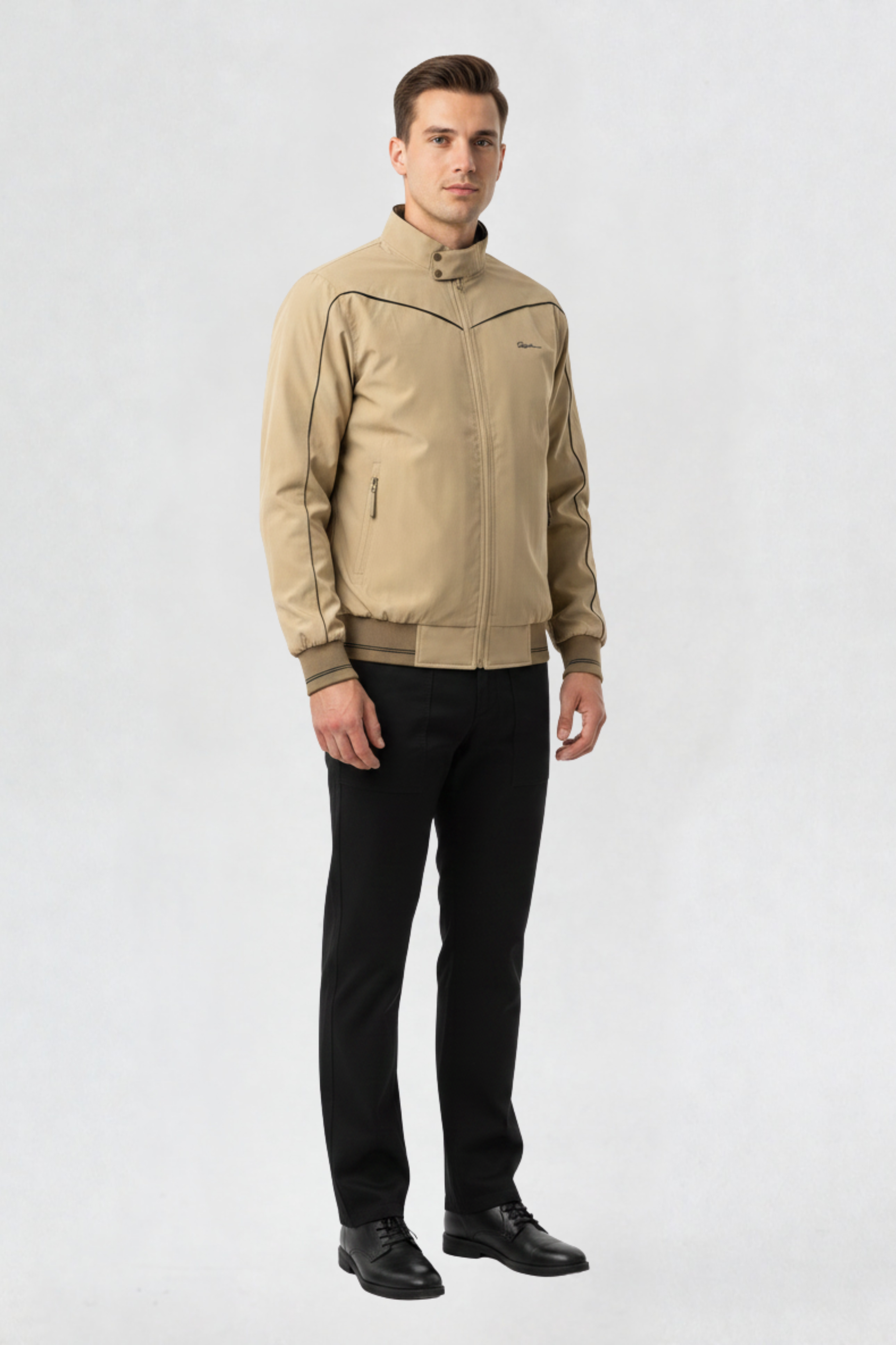 MENS REVERSIBLE WINDBREAKER JACKET | BEIGE-BLACK