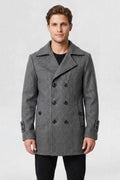 MENS DOUBLE BREASTED PEA COAT | DARK GREY