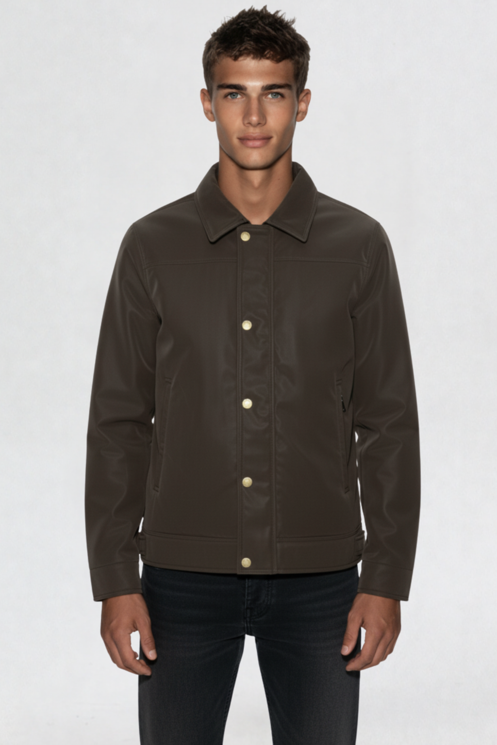 PU LEATHER JACKET COFFEE