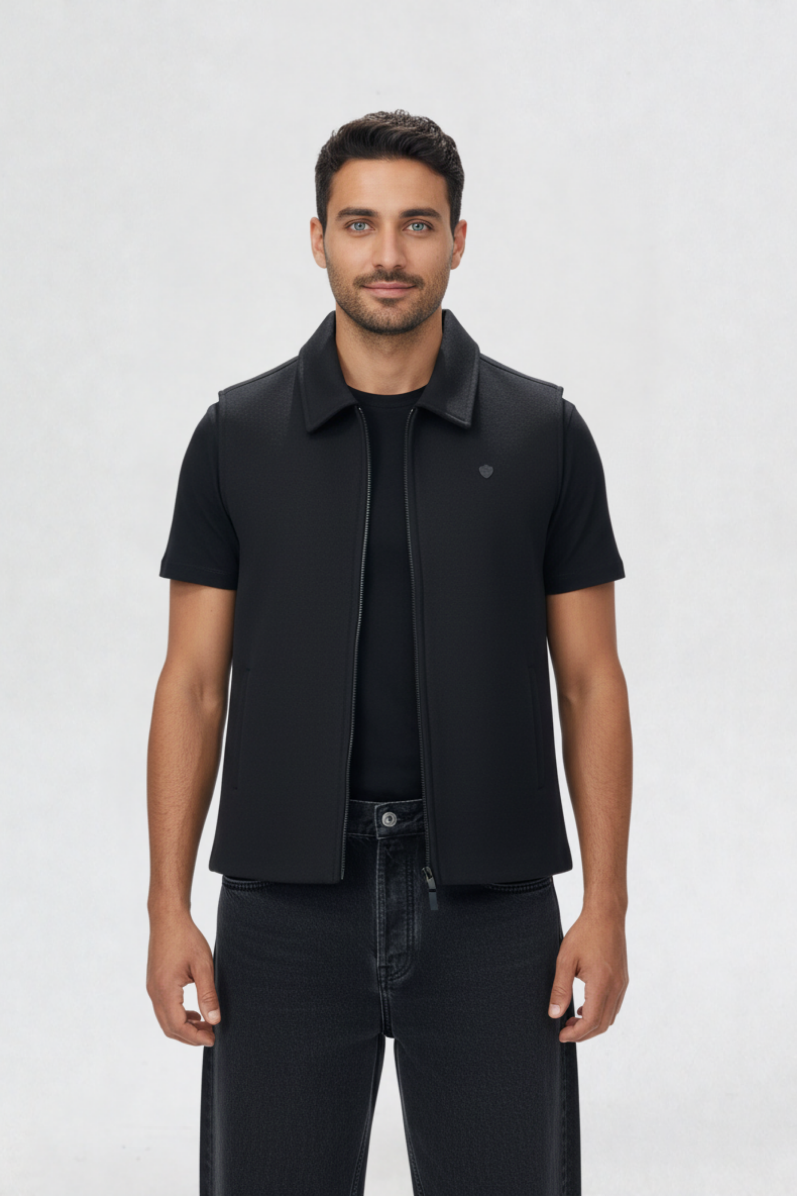 TWEED VEST JACKET BLACK