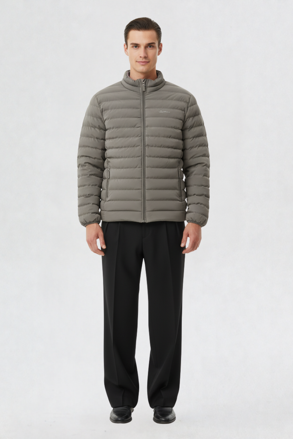 HEAVY MENS QUILTED PUFFER JACKET | DARK GREY