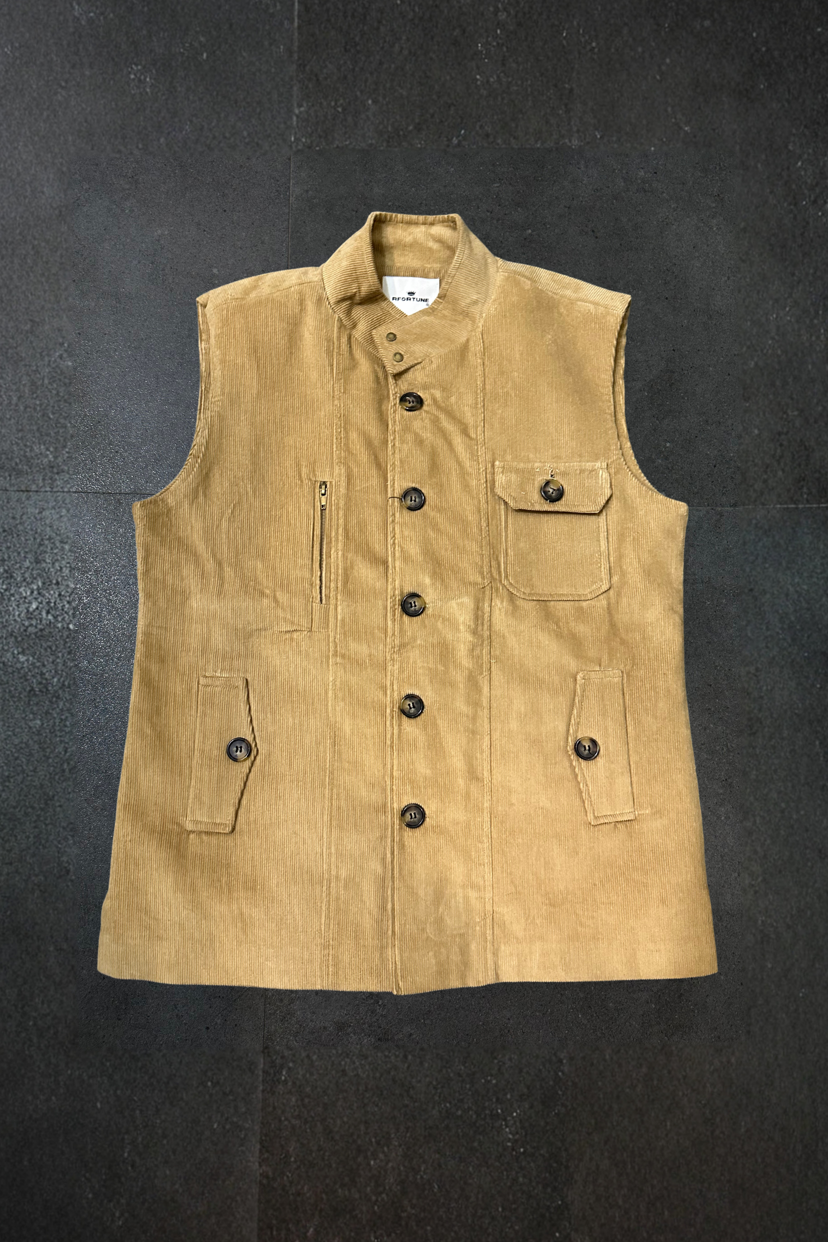 CORDUROY VEST JACKET CAMEL