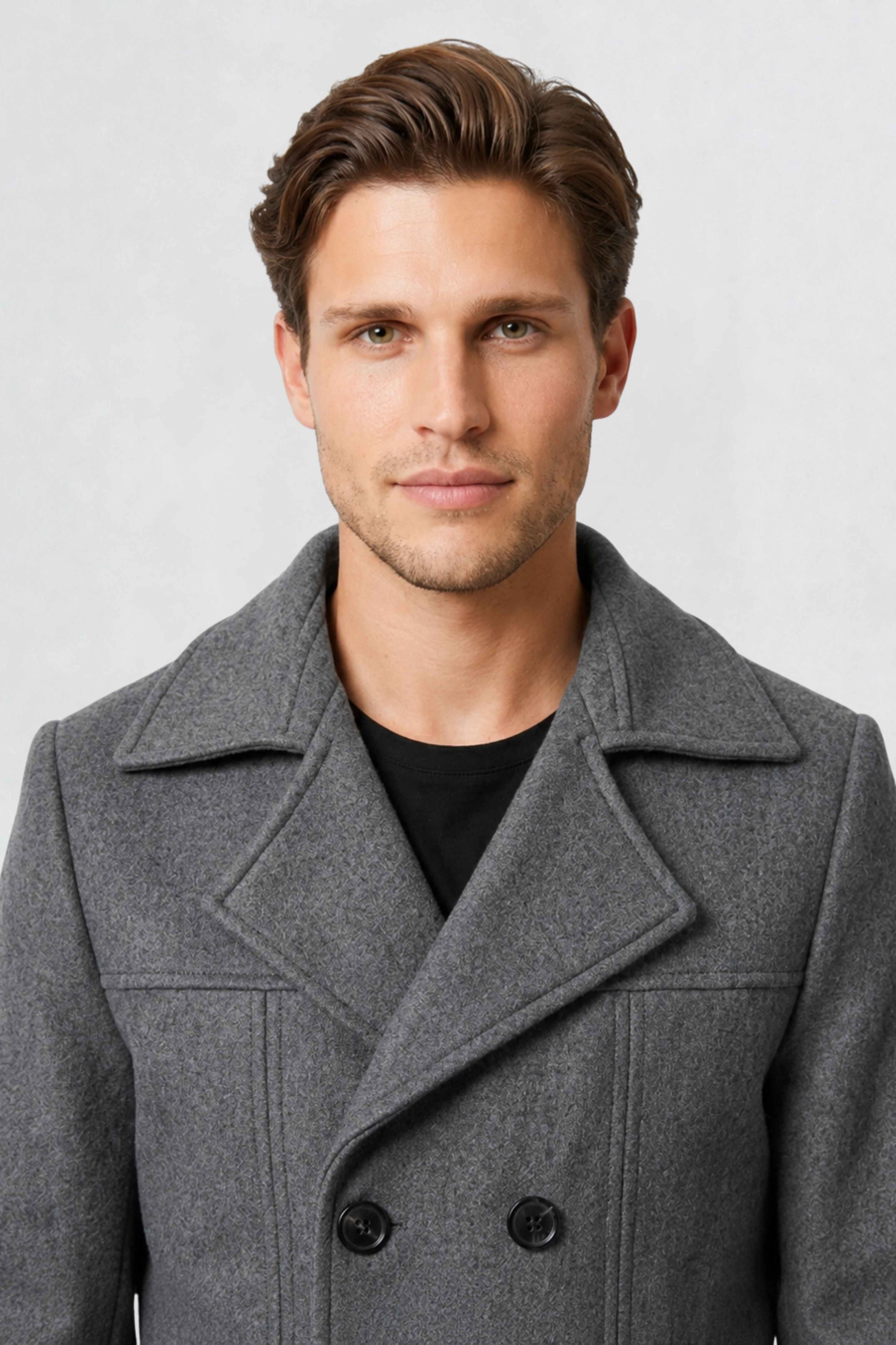 MENS DOUBLE BREASTED PEA COAT | DARK GREY