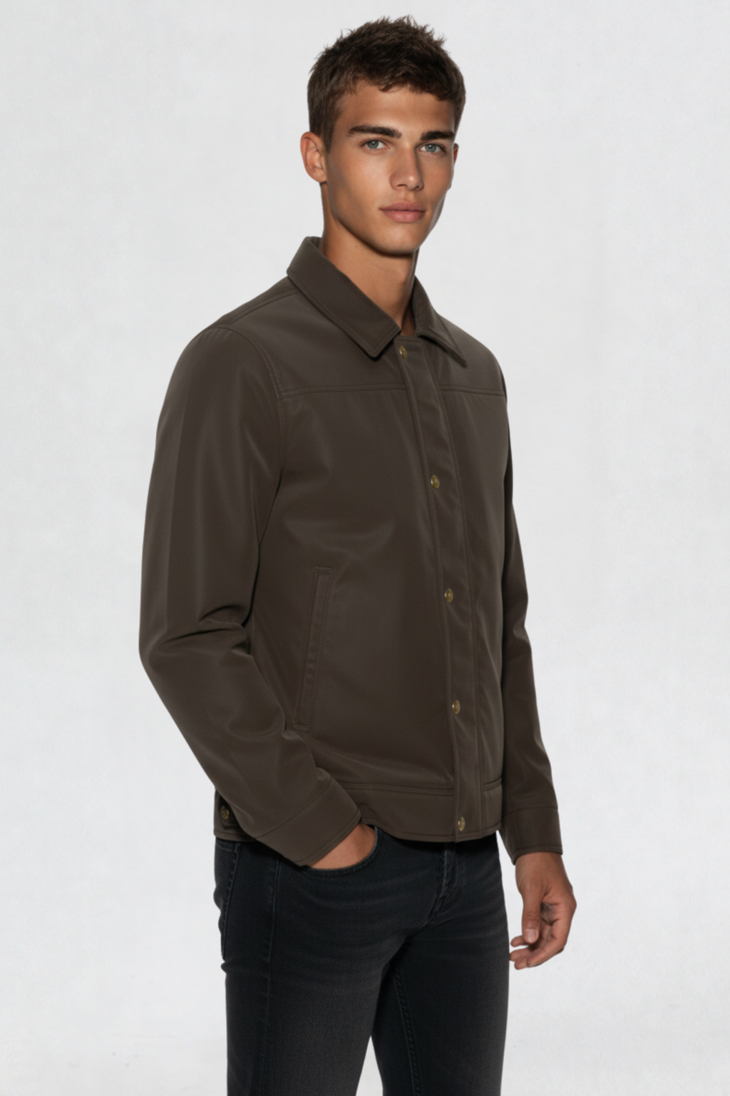 PU LEATHER JACKET COFFEE