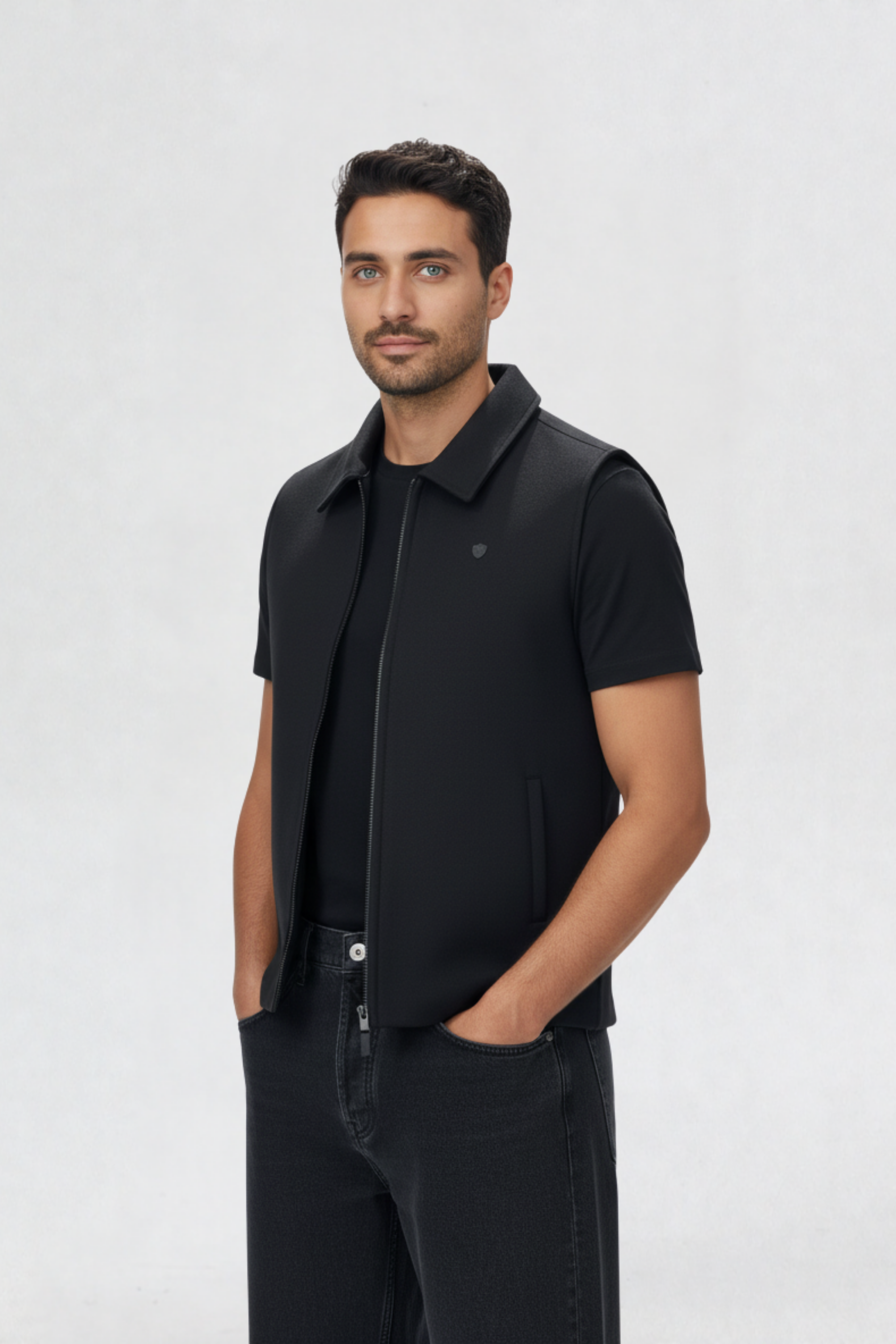 TWEED VEST JACKET BLACK