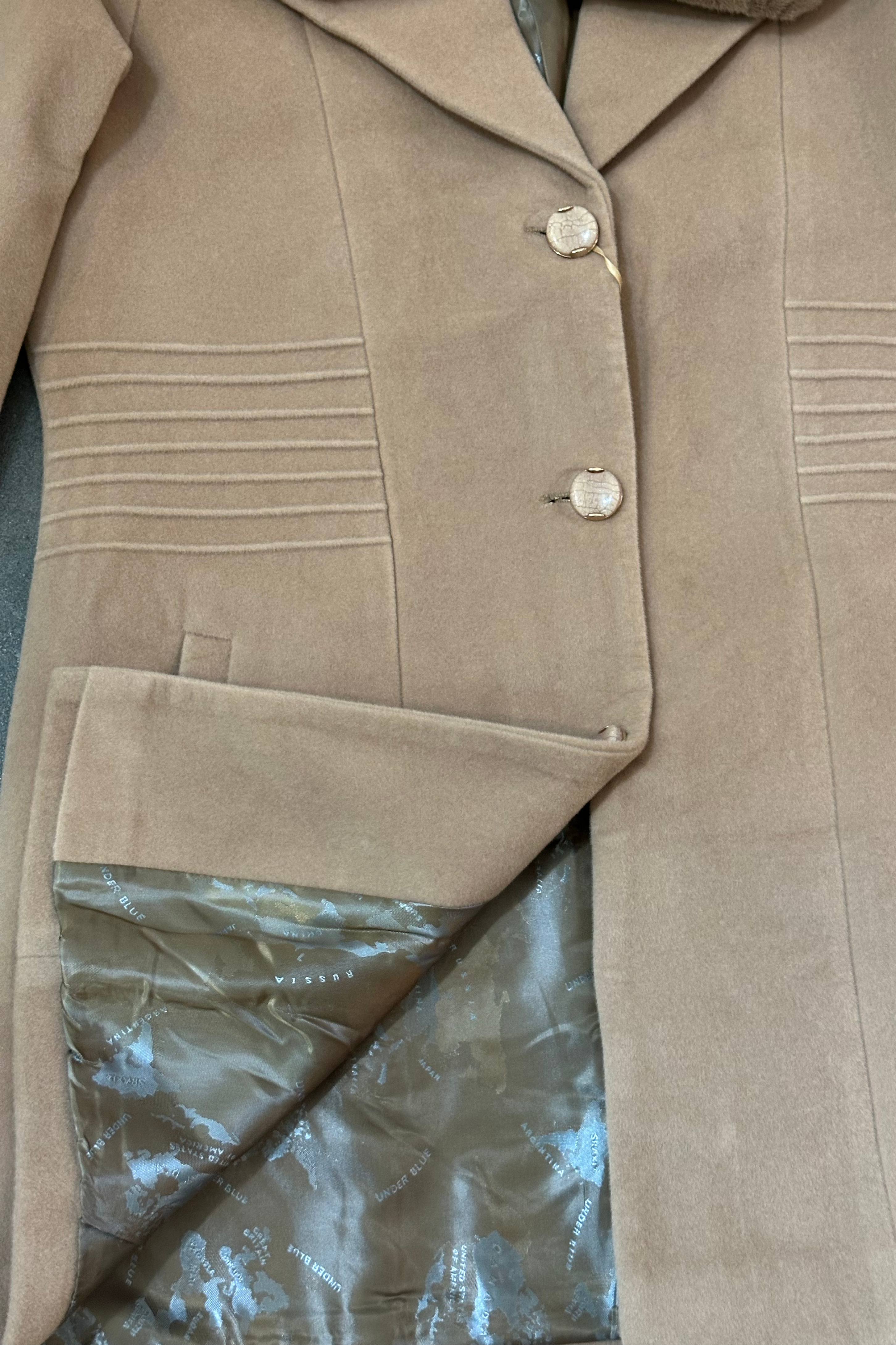 VELVET FAUX-FUR OVERCOAT BEIGE