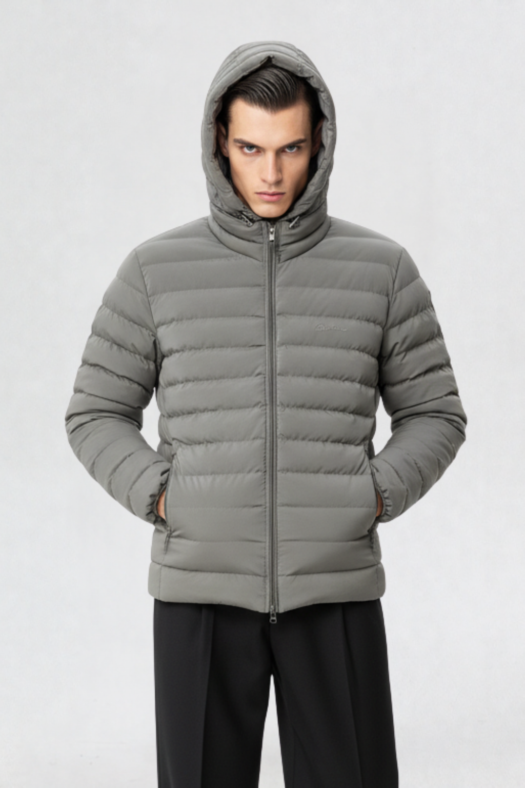 HEAVY MENS QUILTED PUFFER JACKET | DARK GREY