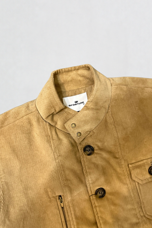 CORDUROY MENS HALF JACKET | CAMEL BROWN