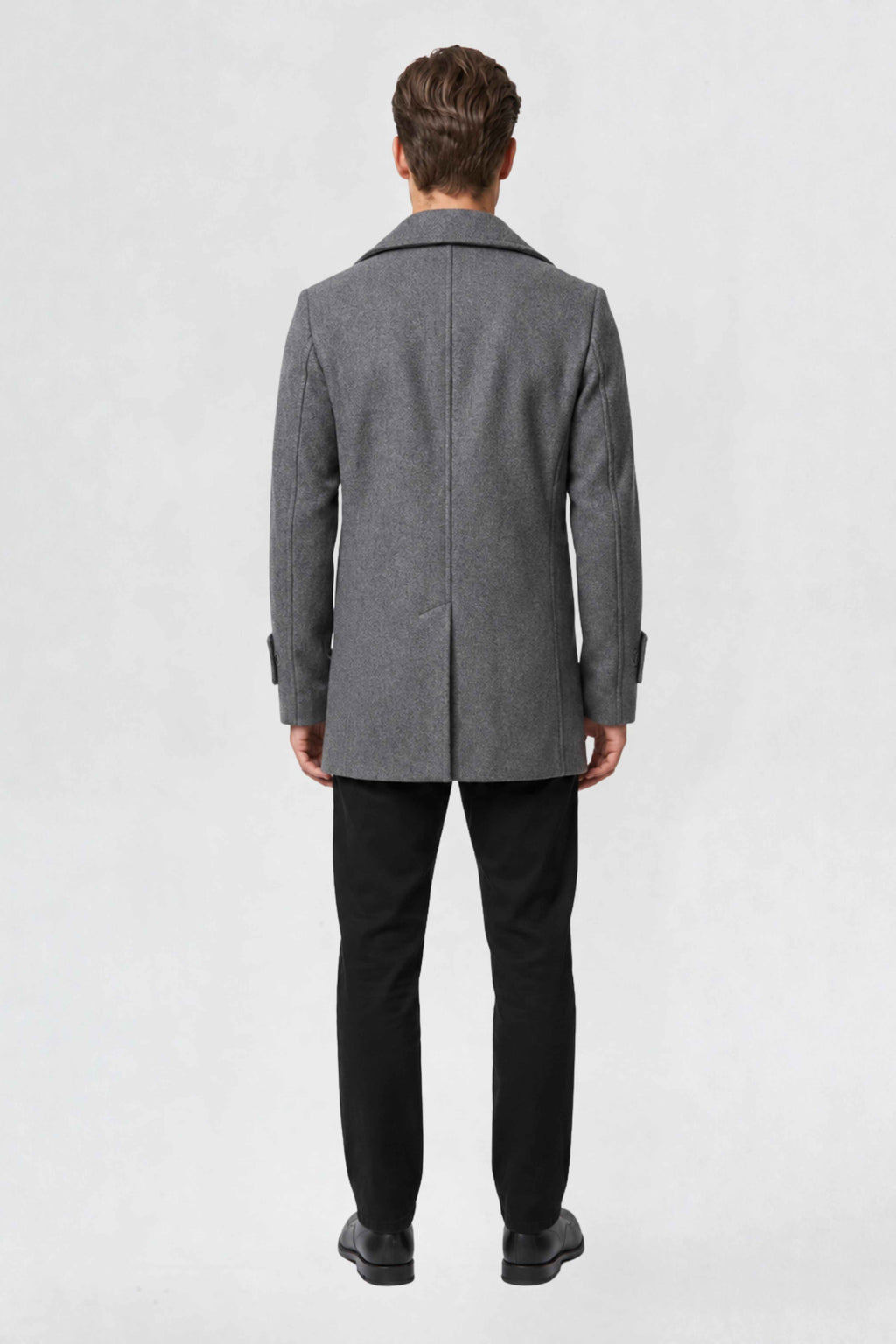 MENS DOUBLE BREASTED PEA COAT | DARK GREY